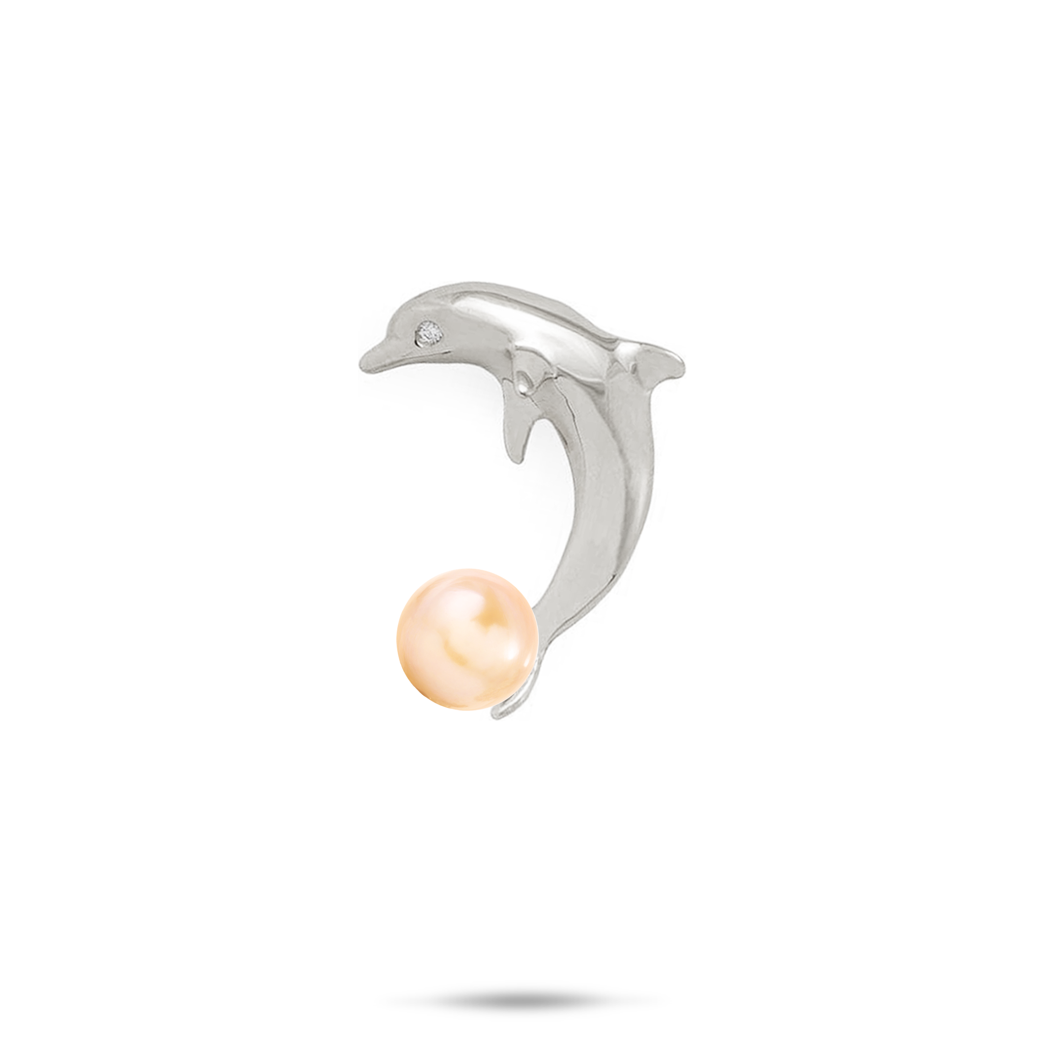 Pick A Pearl Dolphin Pendant in White Gold with Diamond - 22mm