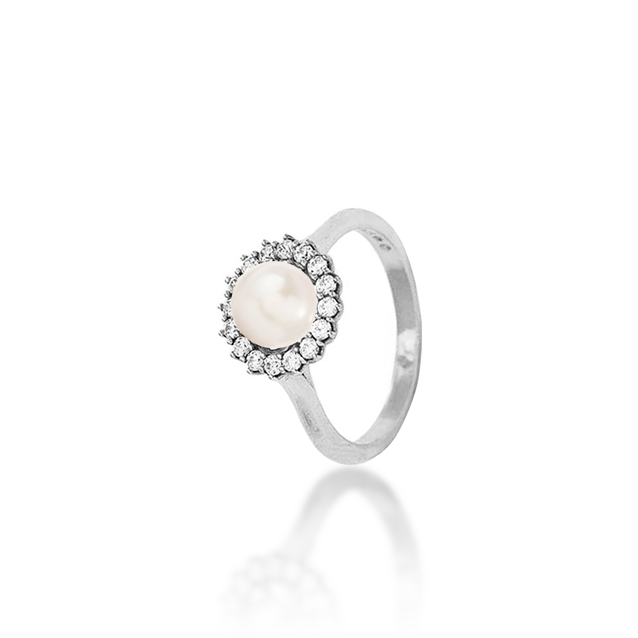 Pick A Pearl Halo Ring in Sterling Silver with Cubic Zirconia