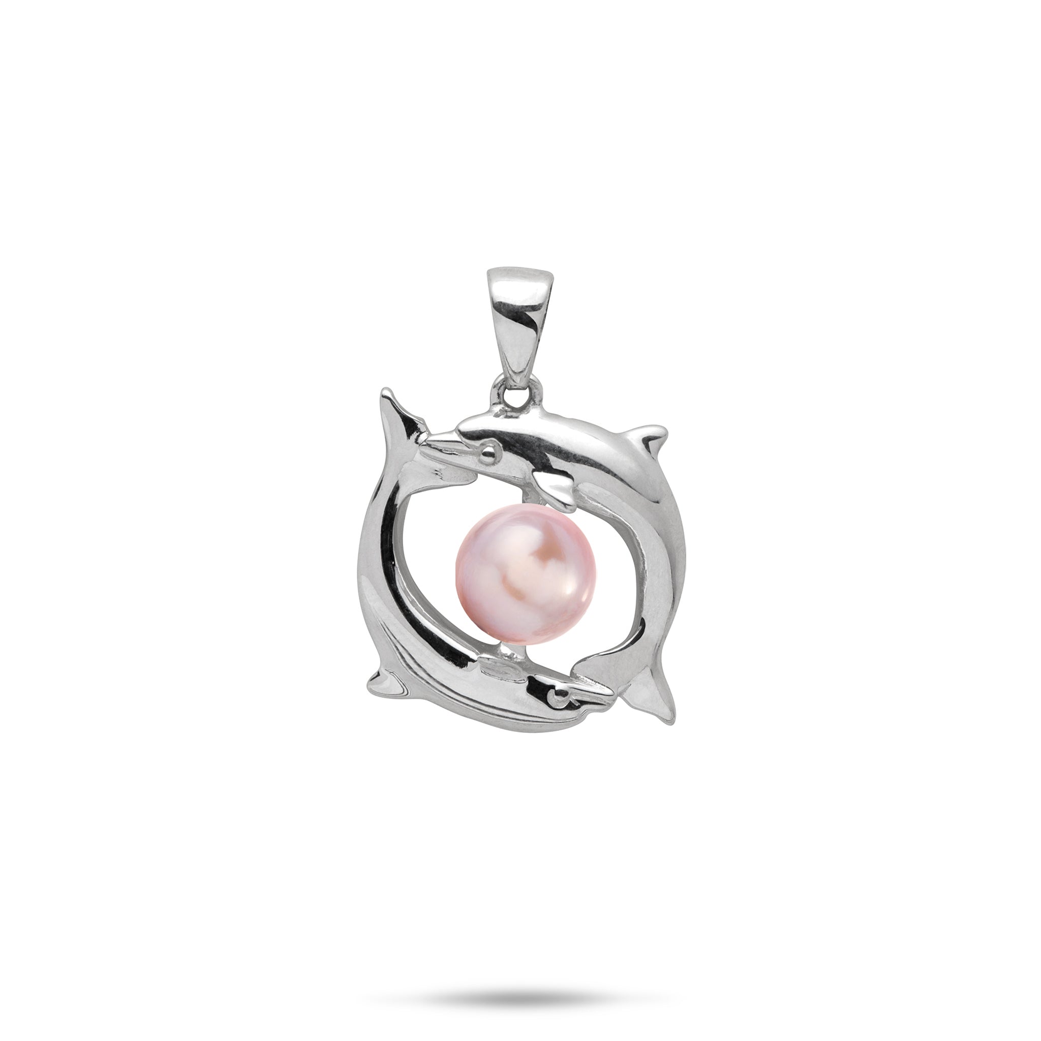 Pick A Pearl Circling Dolphins Pendant in Sterling Silver - 19mm