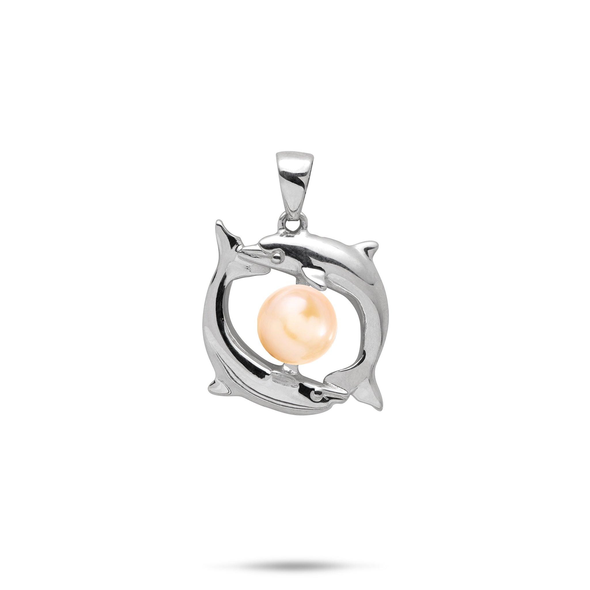 Pick A Pearl Circling Dolphins Pendant in Sterling Silver - 19mm