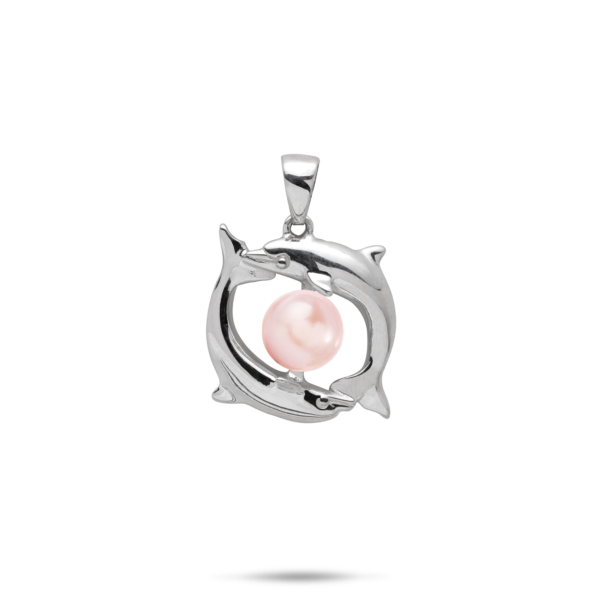 Pick A Pearl Circling Dolphins Pendant in Sterling Silver - 19mm