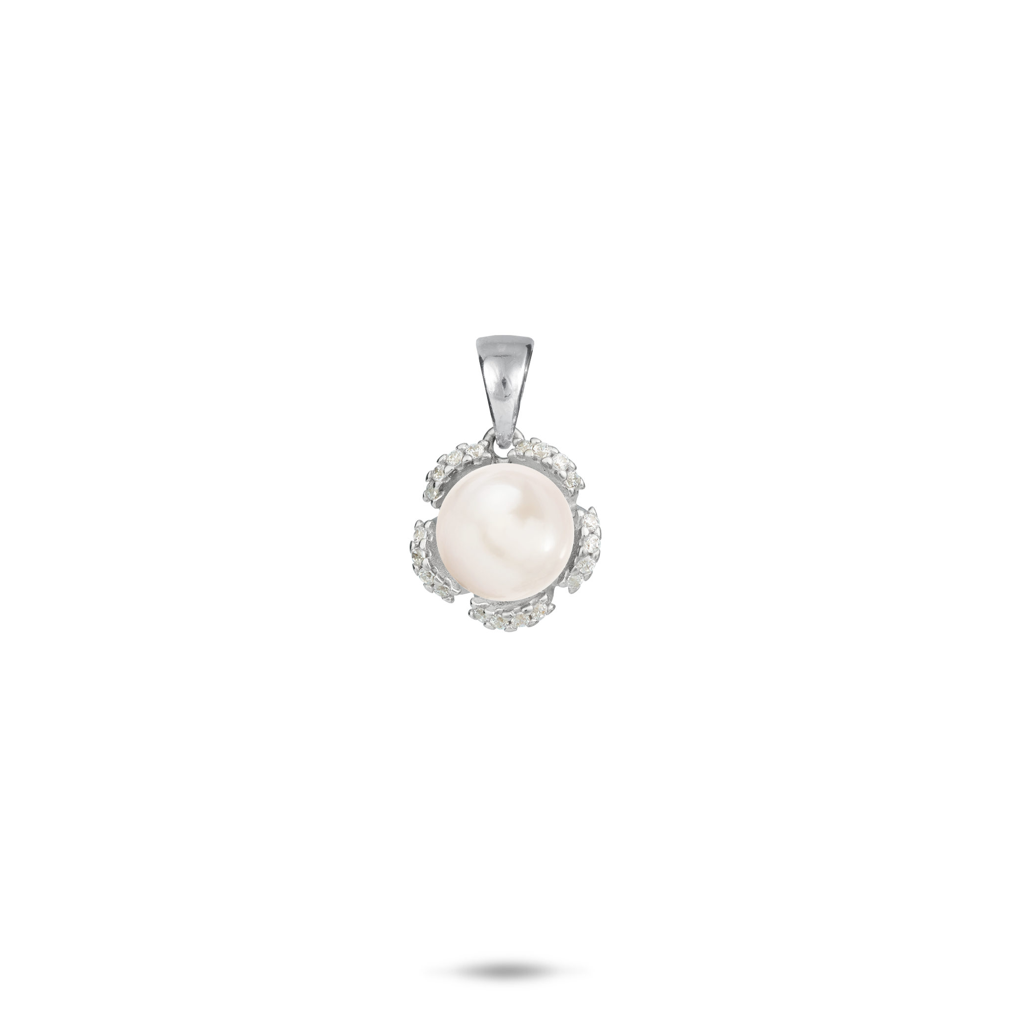 Pick A Pearl Plumeria Pendant in Sterling Silver with Cubic Zirconia