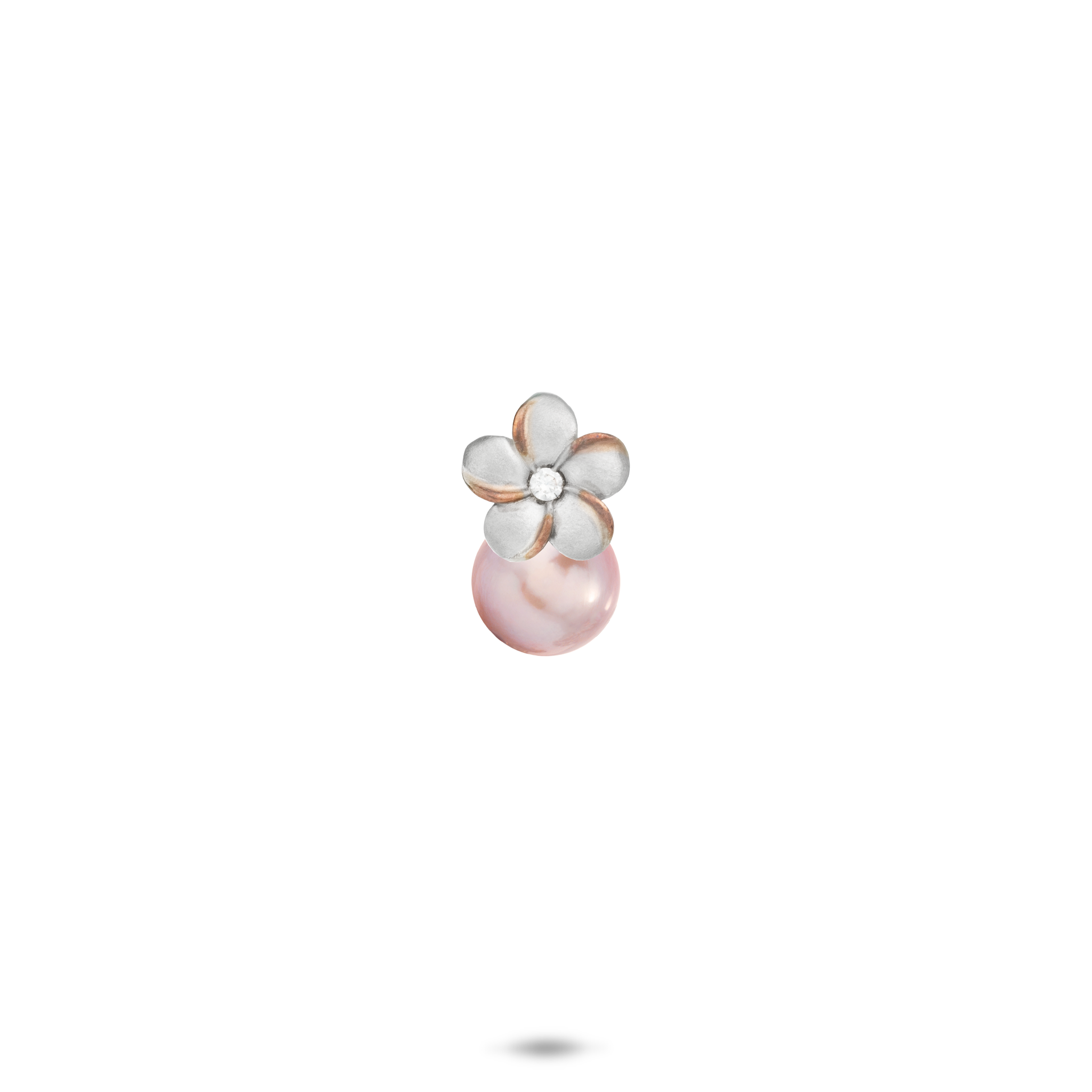 Pick A Pearl Plumeria Pendant in Sterling Silver with Cubic Zirconia - 8mm