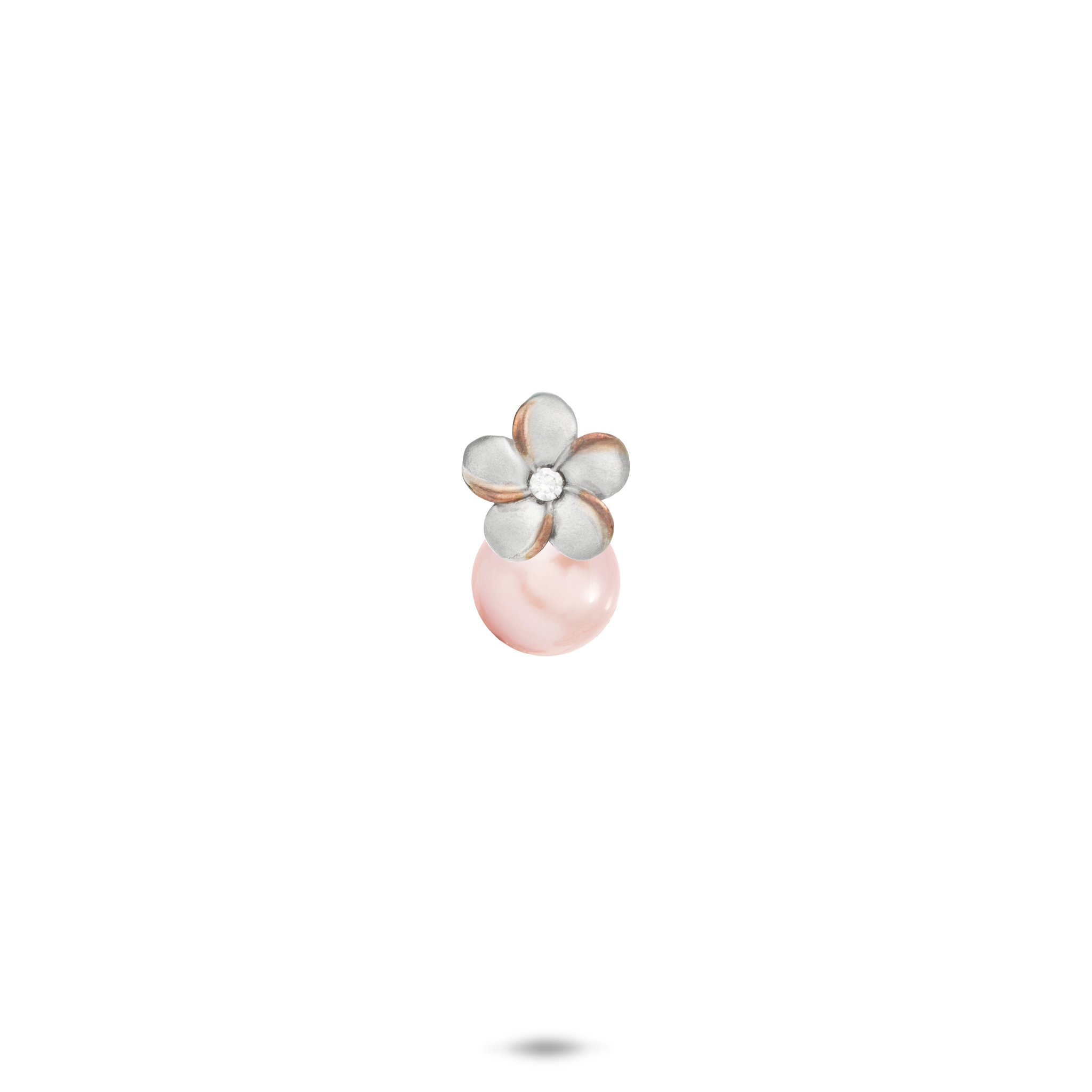 Pick A Pearl Plumeria Pendant in Sterling Silver with Cubic Zirconia - 8mm