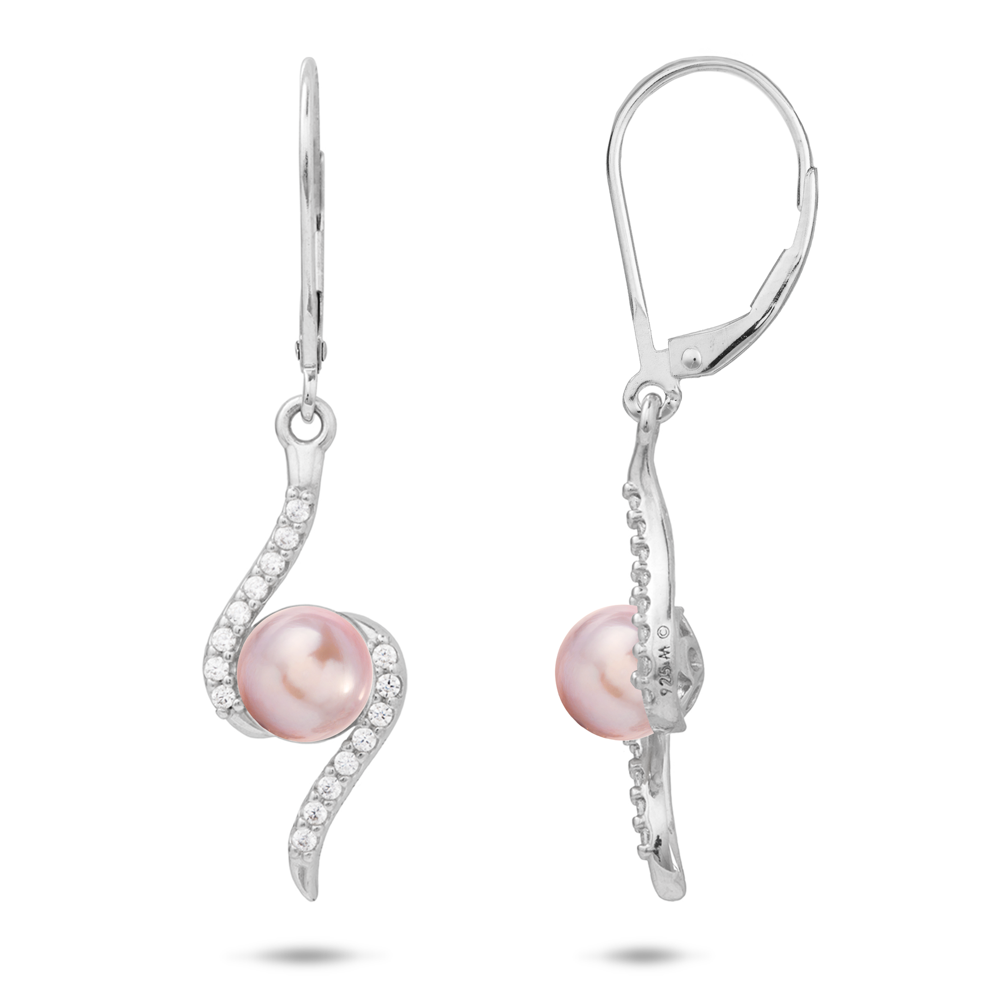 Pick A Pearl Earrings in Sterling Silver with Cubic Zirconia