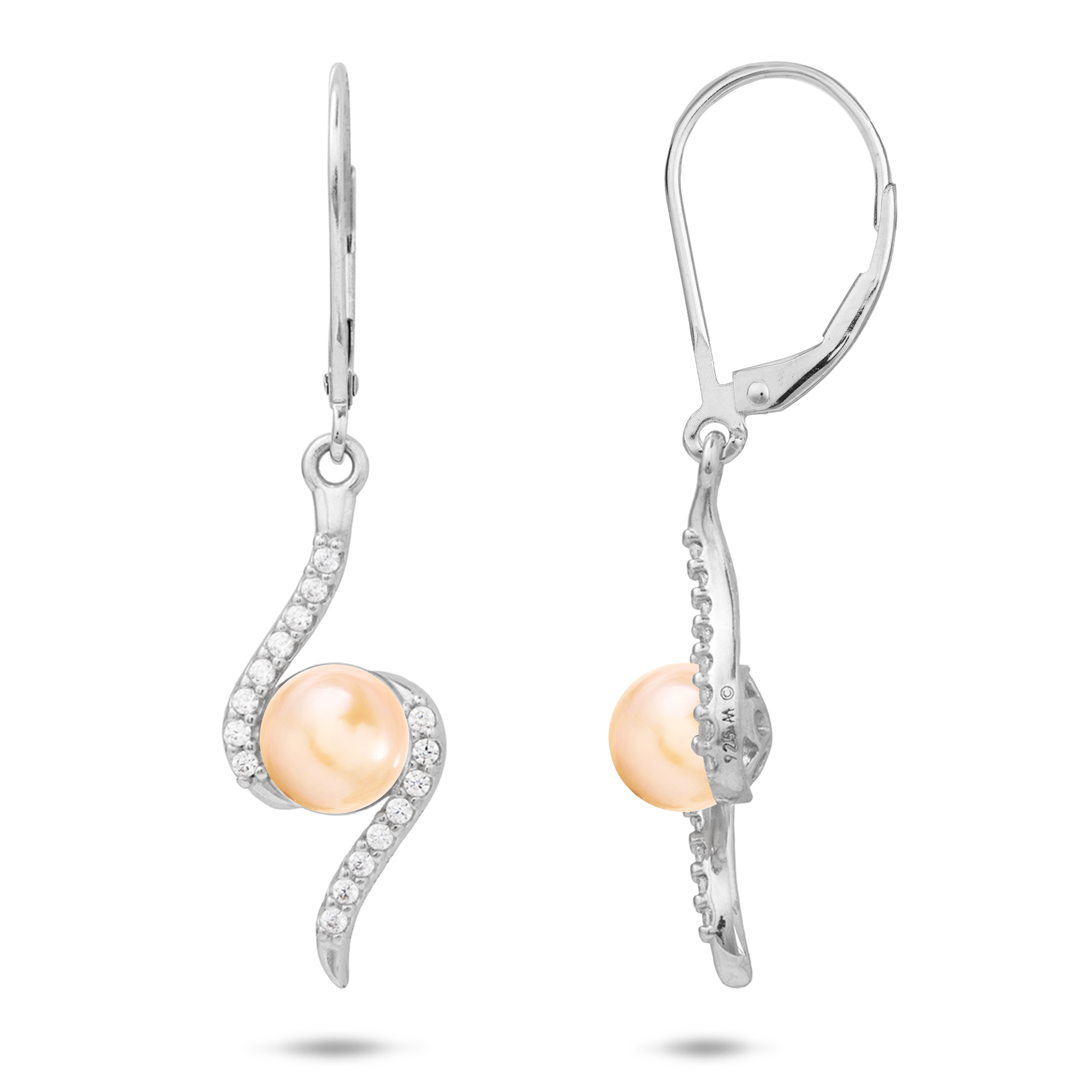 Pick A Pearl Earrings in Sterling Silver with Cubic Zirconia