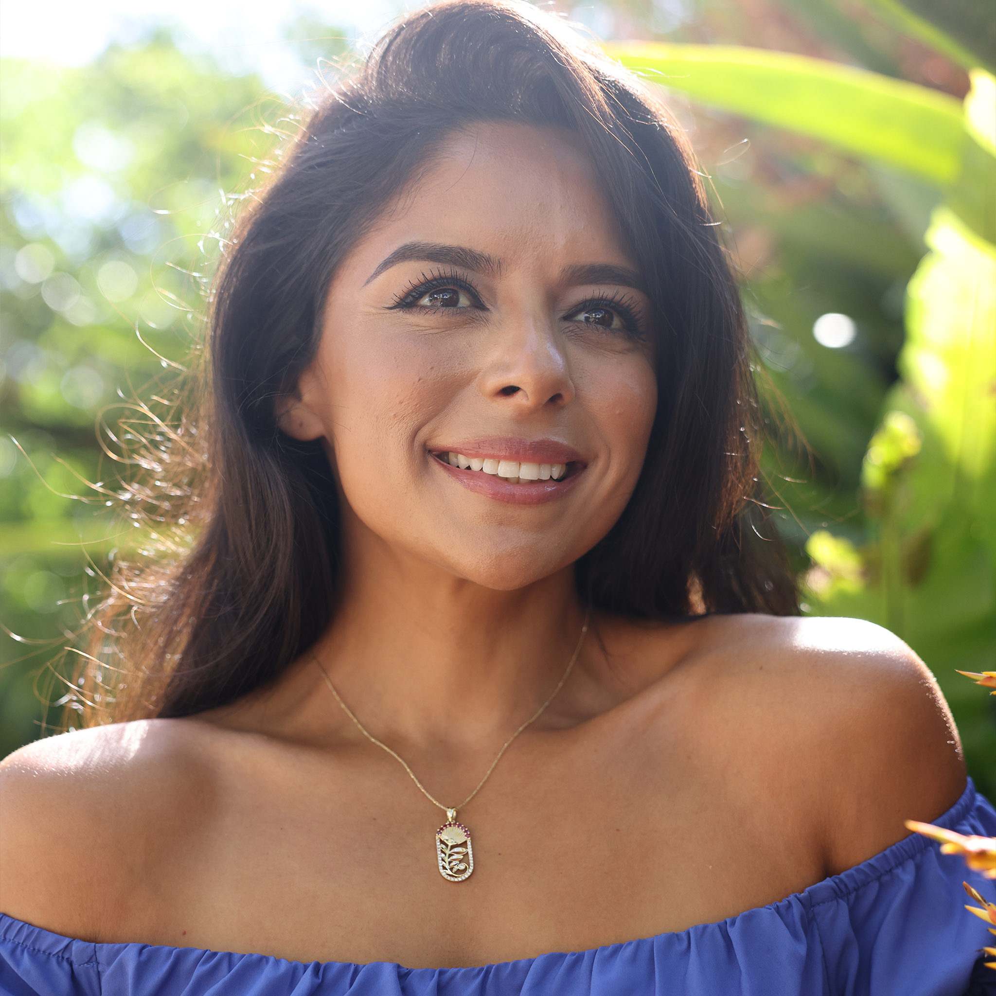 ʻŌhiʻa Lehua Ruby Pendant in Gold with Diamonds