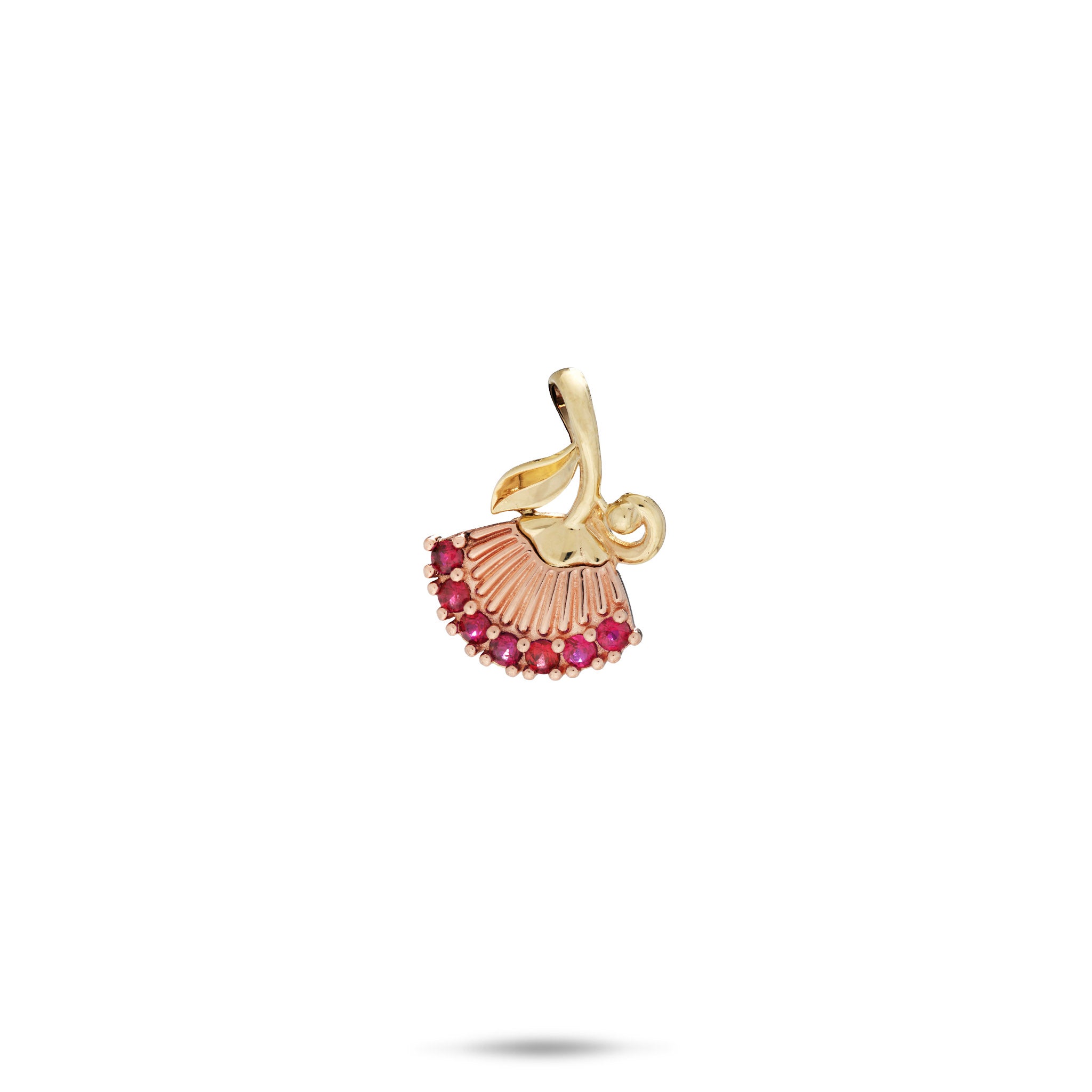 ʻŌhiʻa Lehua Ruby Pendant in Two Tone Gold - 15mm
