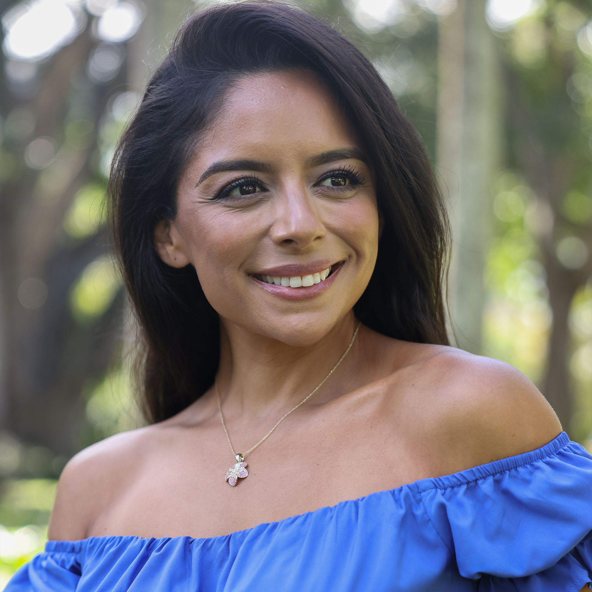 Plumeria Pink Sapphire Pendant in Gold with Diamonds - 20mm