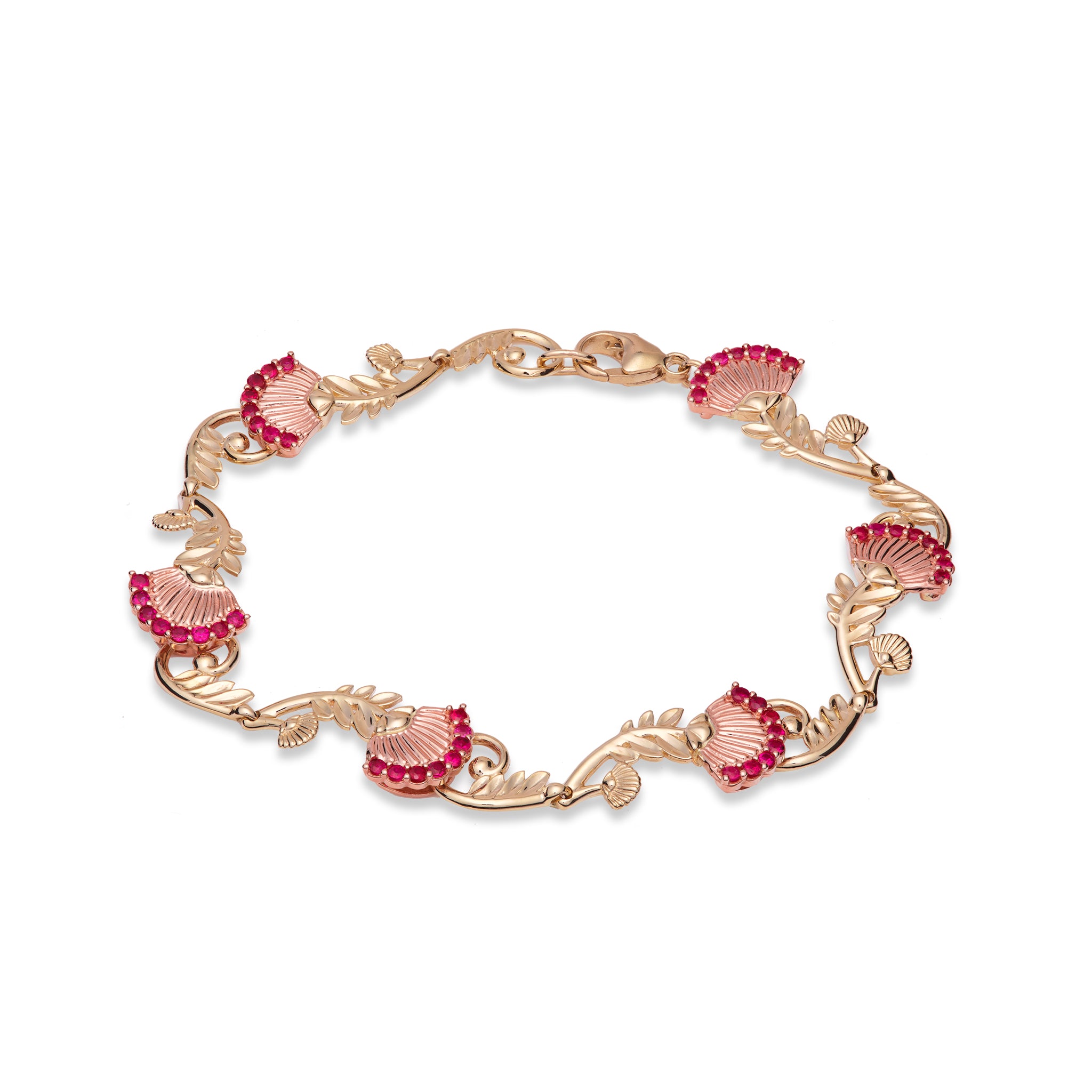 ʻŌhiʻa Lehua Ruby Bracelet in Two Tone Gold