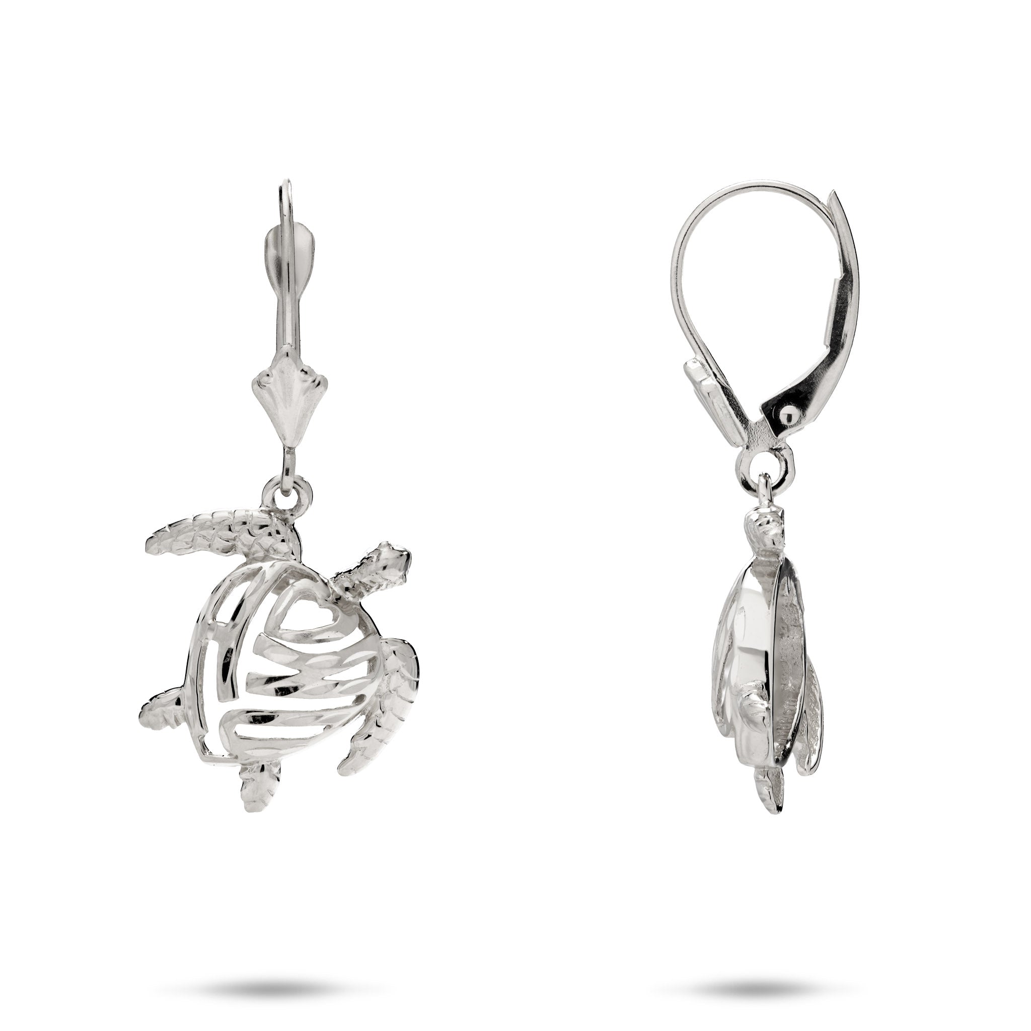Honu Earrings in White Gold - 15mm