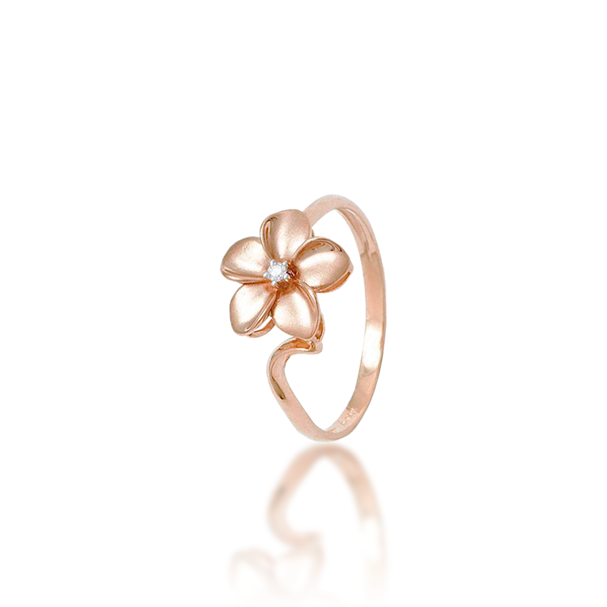 Plumeria Ring in Rose Gold with Diamond - 11mm