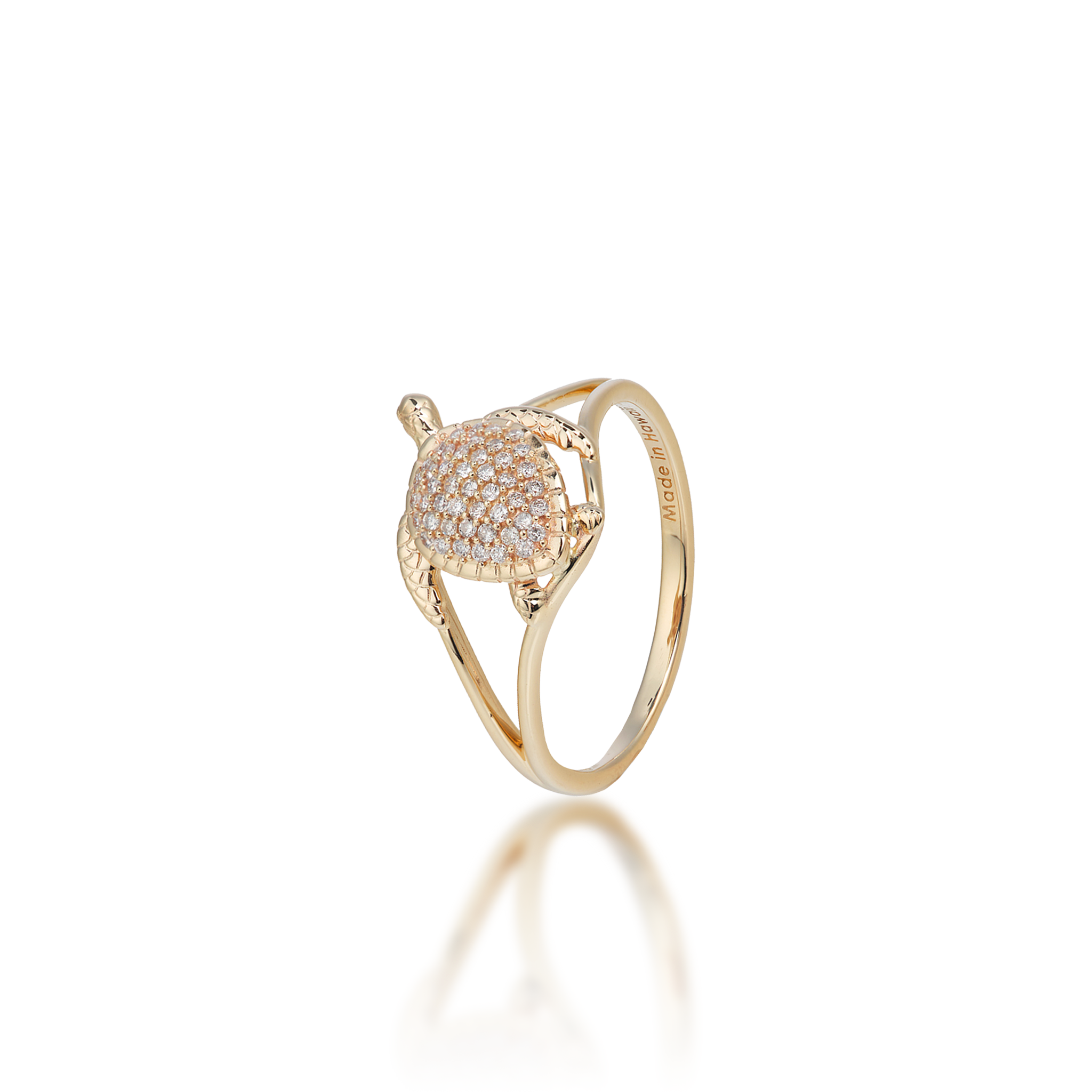 Honu Ring in Gold with Diamonds - 13mm