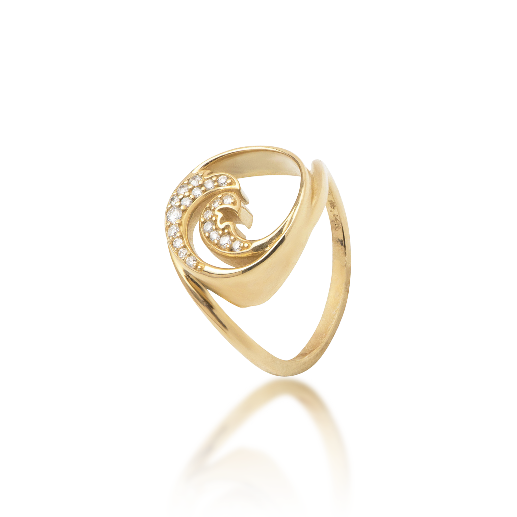 Nalu Ring in Gold with Diamonds - 15mm