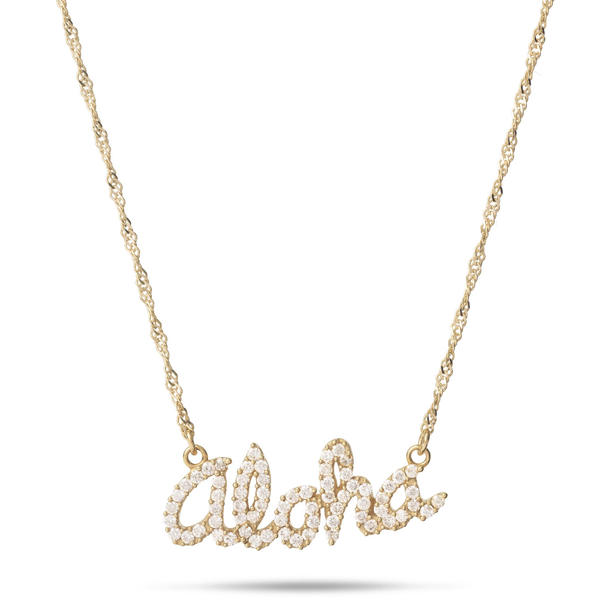16" Aloha Necklace in Gold with Diamonds