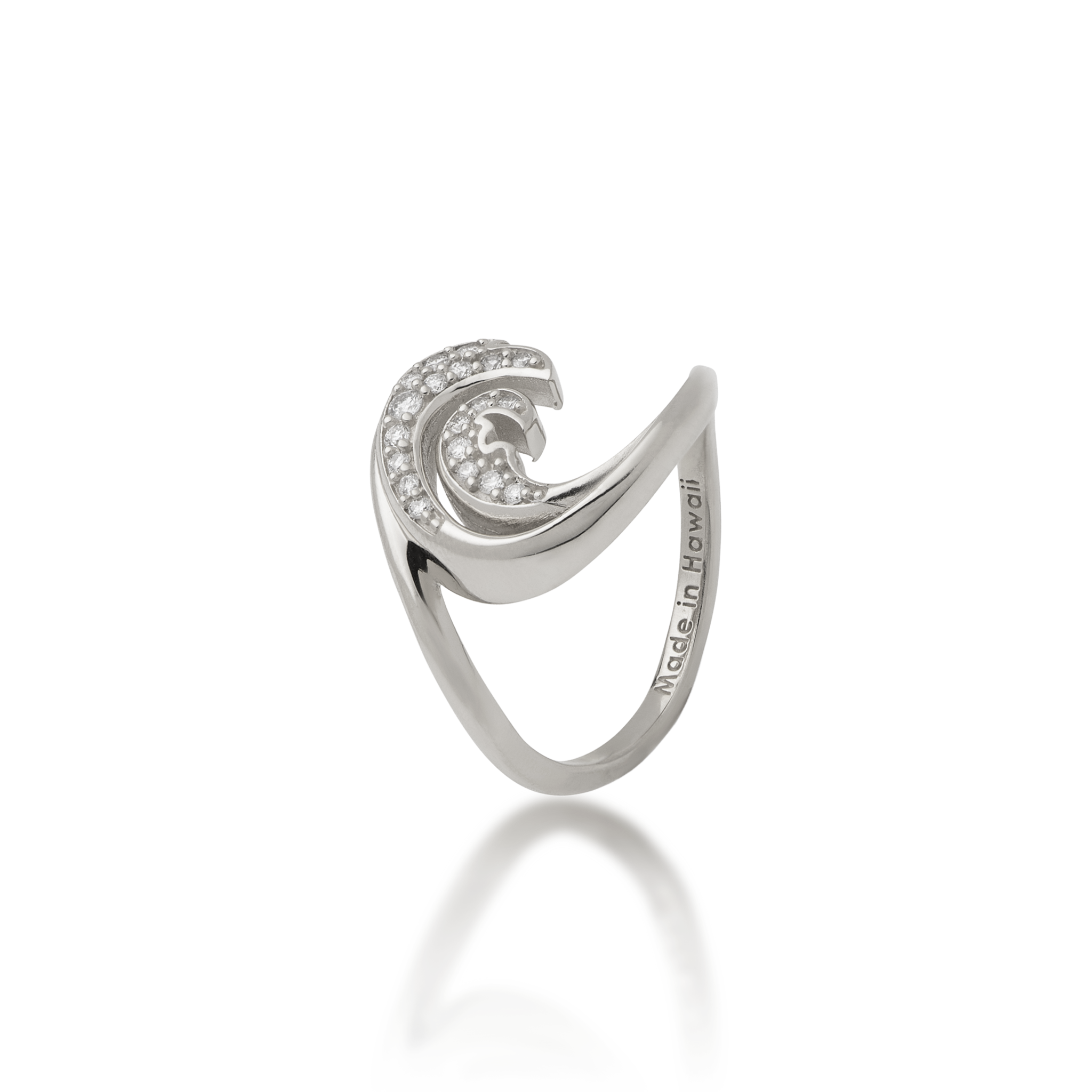 Nalu Ring in White Gold with Diamonds - 15mm