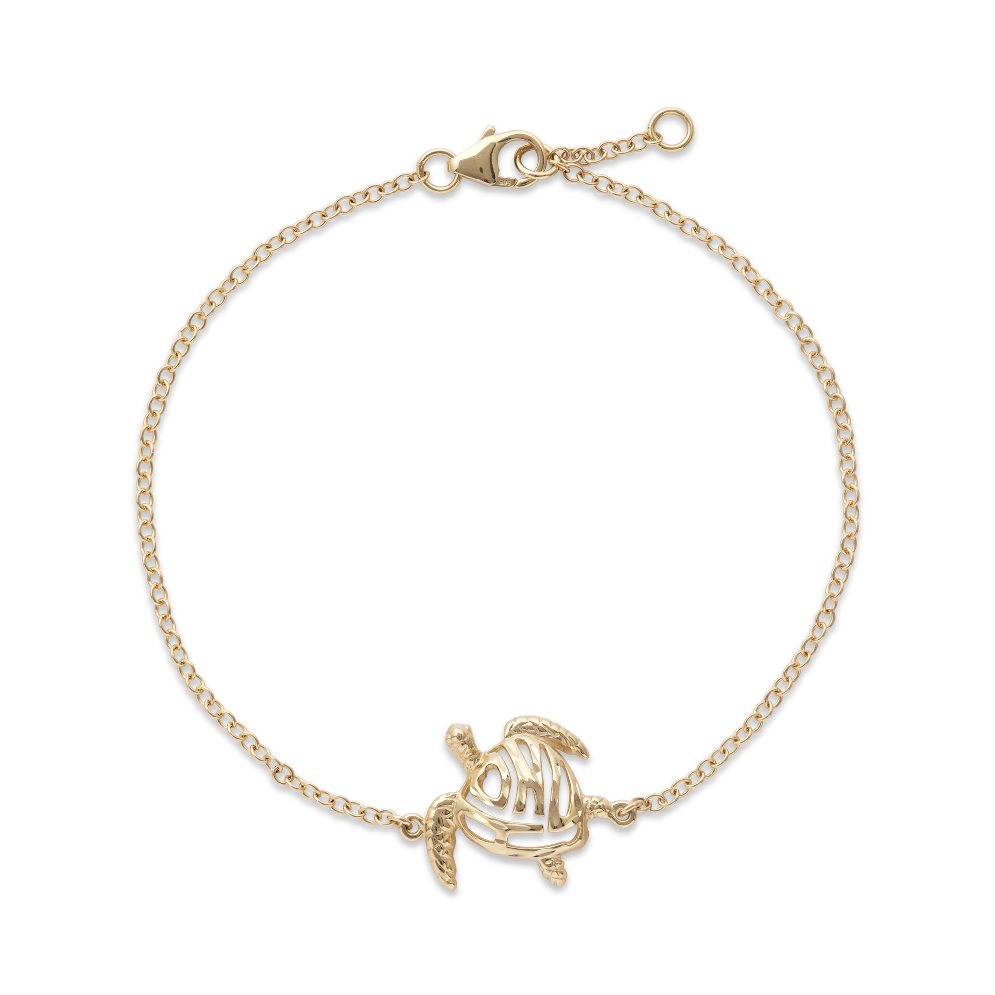 Adjustable 7-7.5" Honu Bracelet in Gold - 15mm
