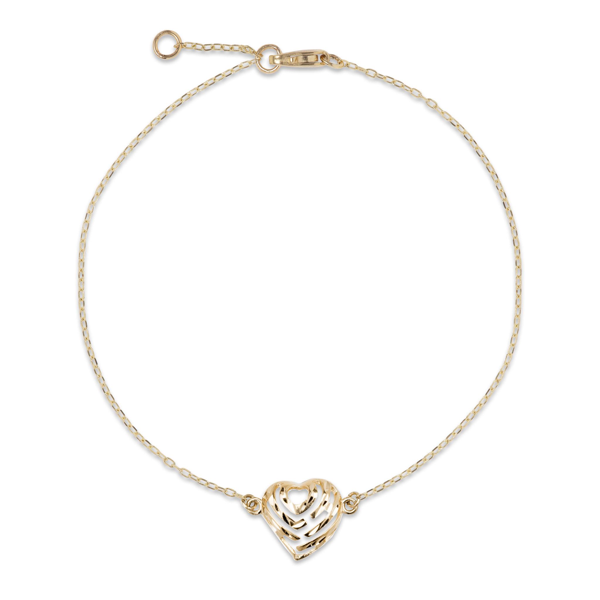 7-7.5" Adjustable Aloha Heart Bracelet in Gold - 11mm