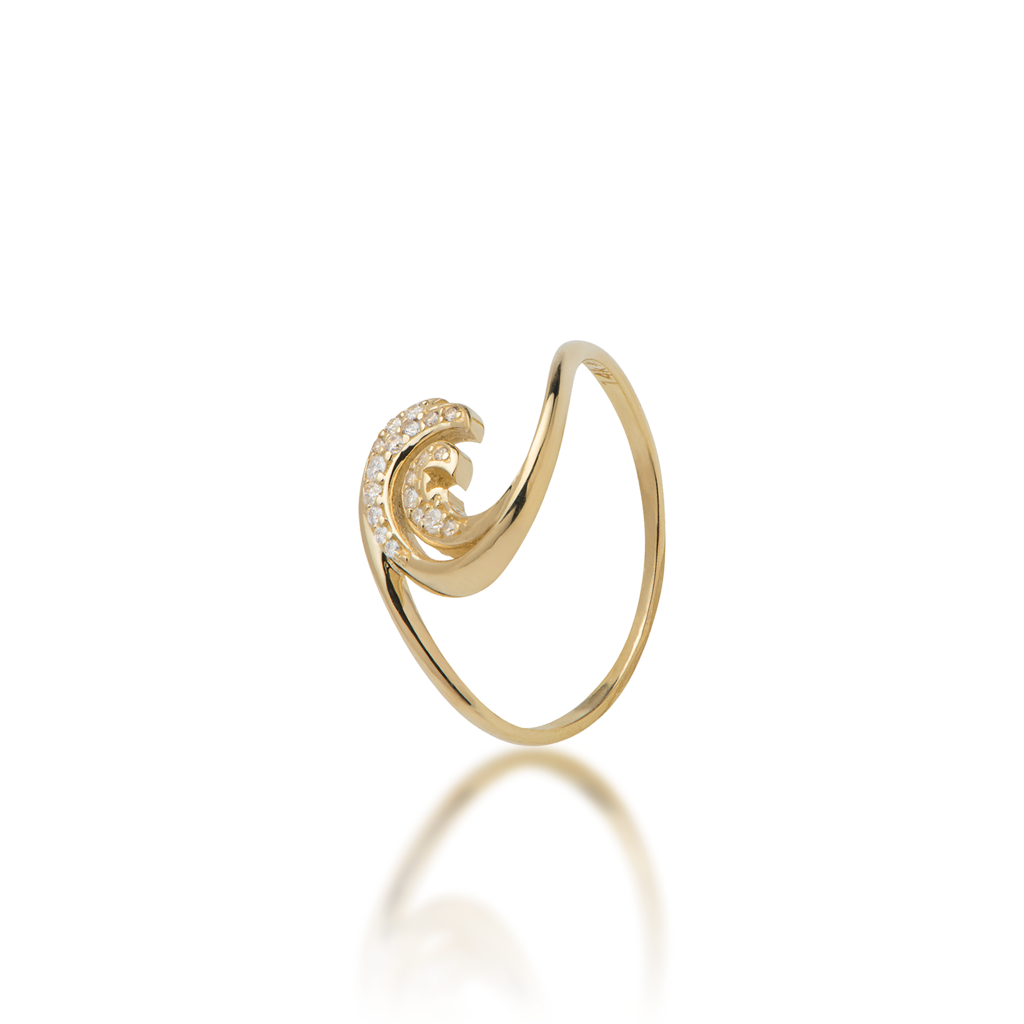 Nalu Ring in Gold with Diamonds - 12mm