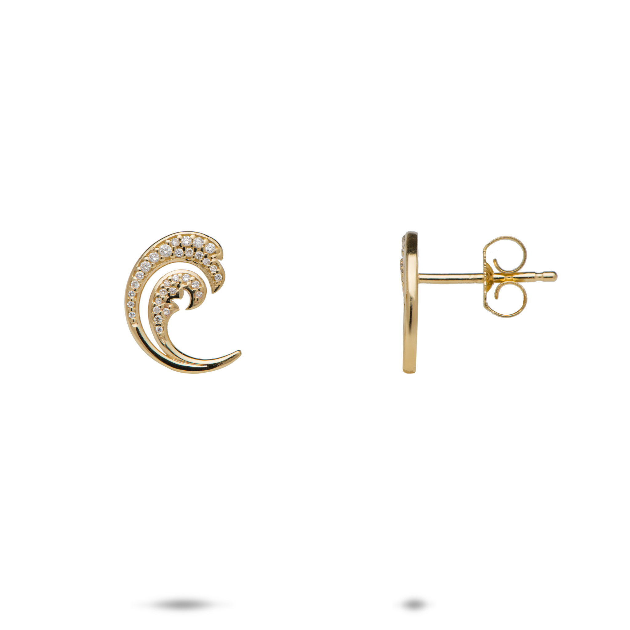 Nalu Earrings in Gold with Diamonds - 12mm