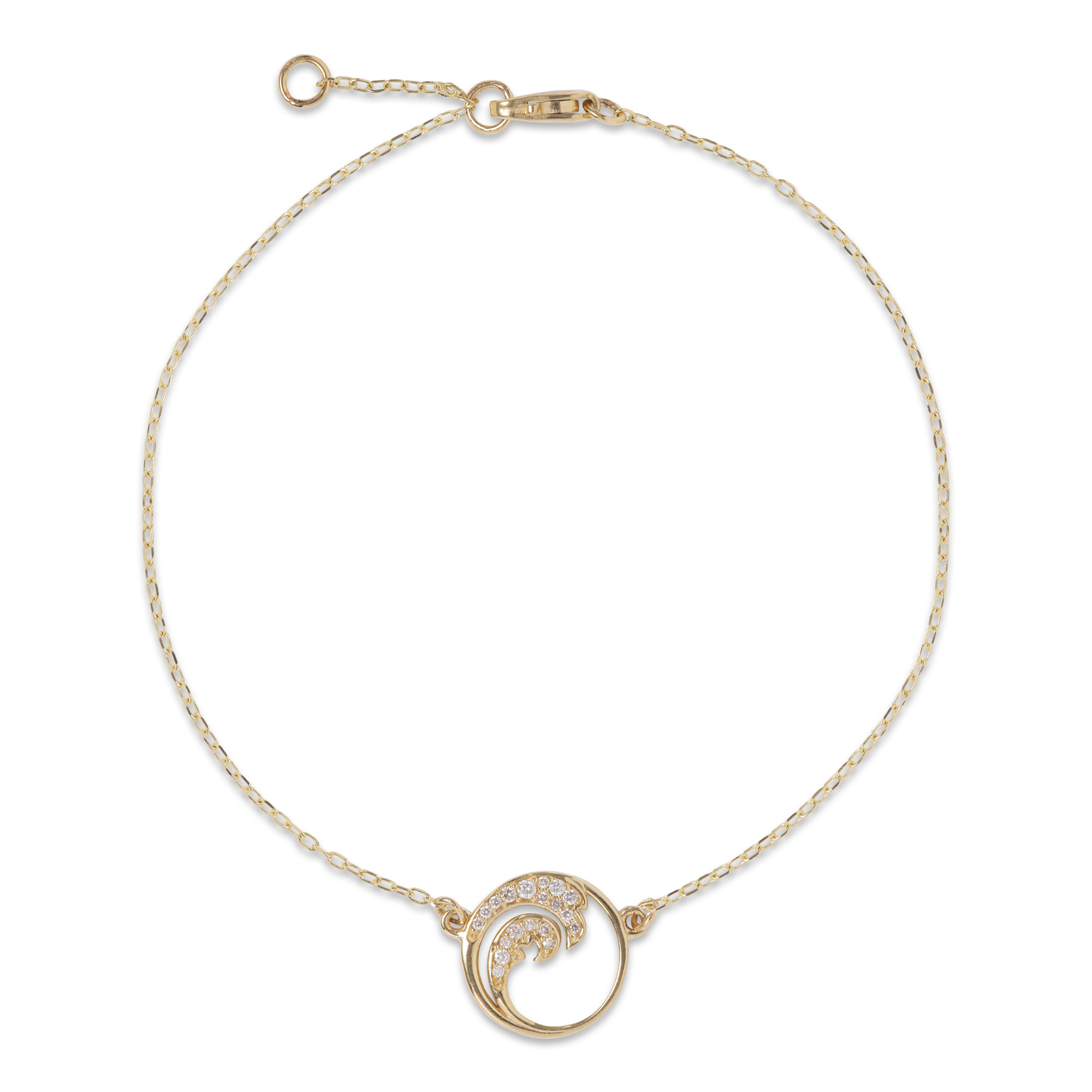 Adjustable 7-7.5" Nalu Bracelet in Gold with Diamonds