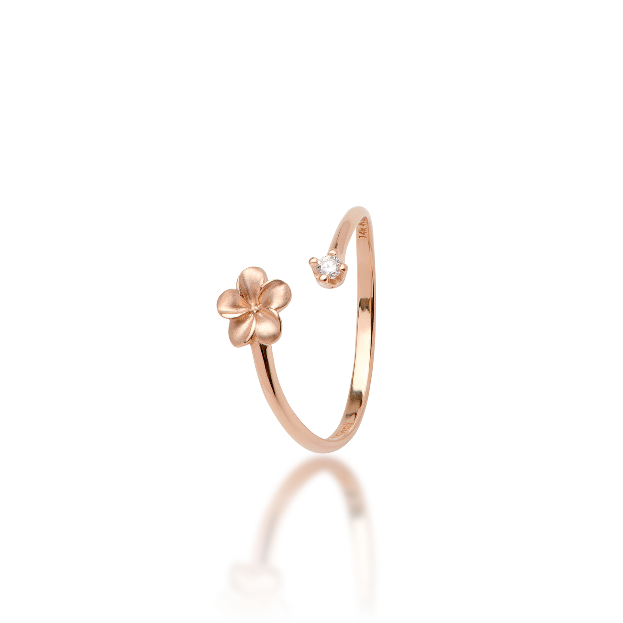 Plumeria Ring in Rose Gold with Diamond - 6mm