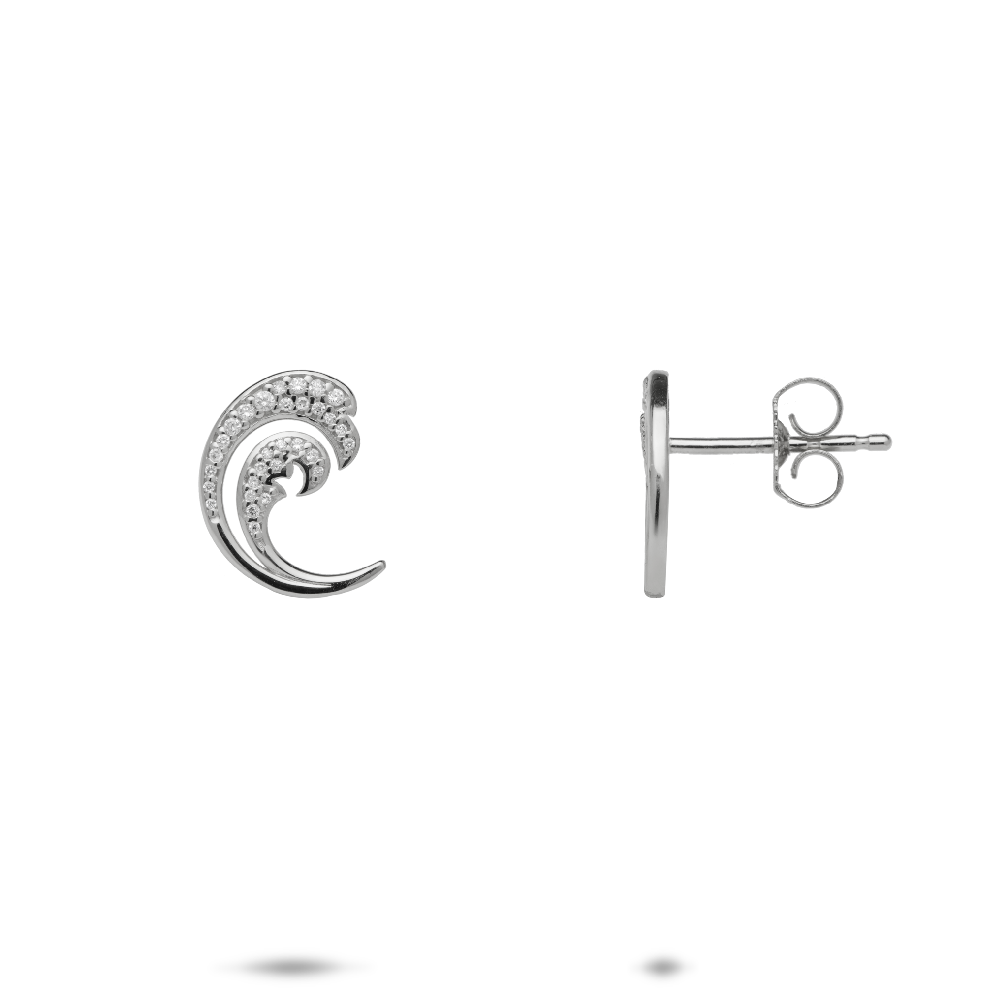 Nalu Earrings in White Gold with Diamonds - 12mm