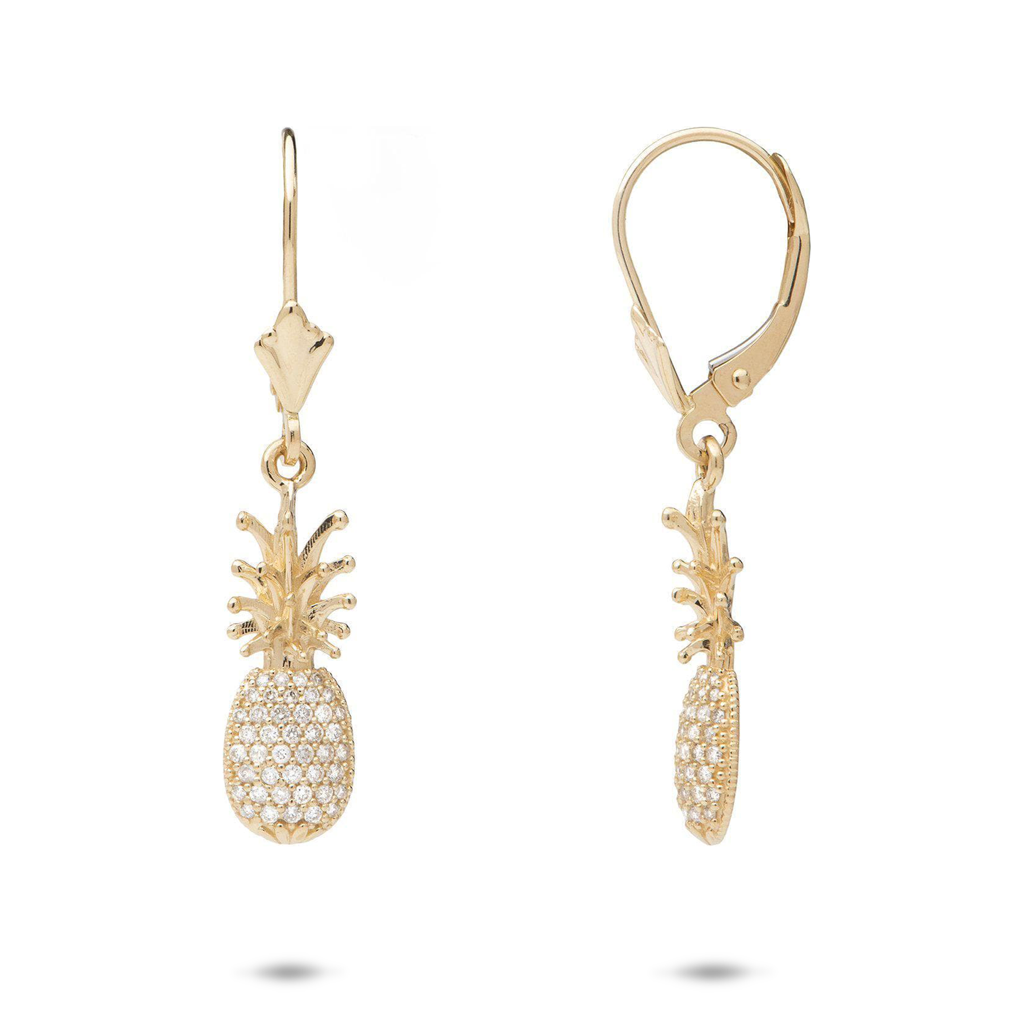 Pineapple Earrings in Gold with Diamonds