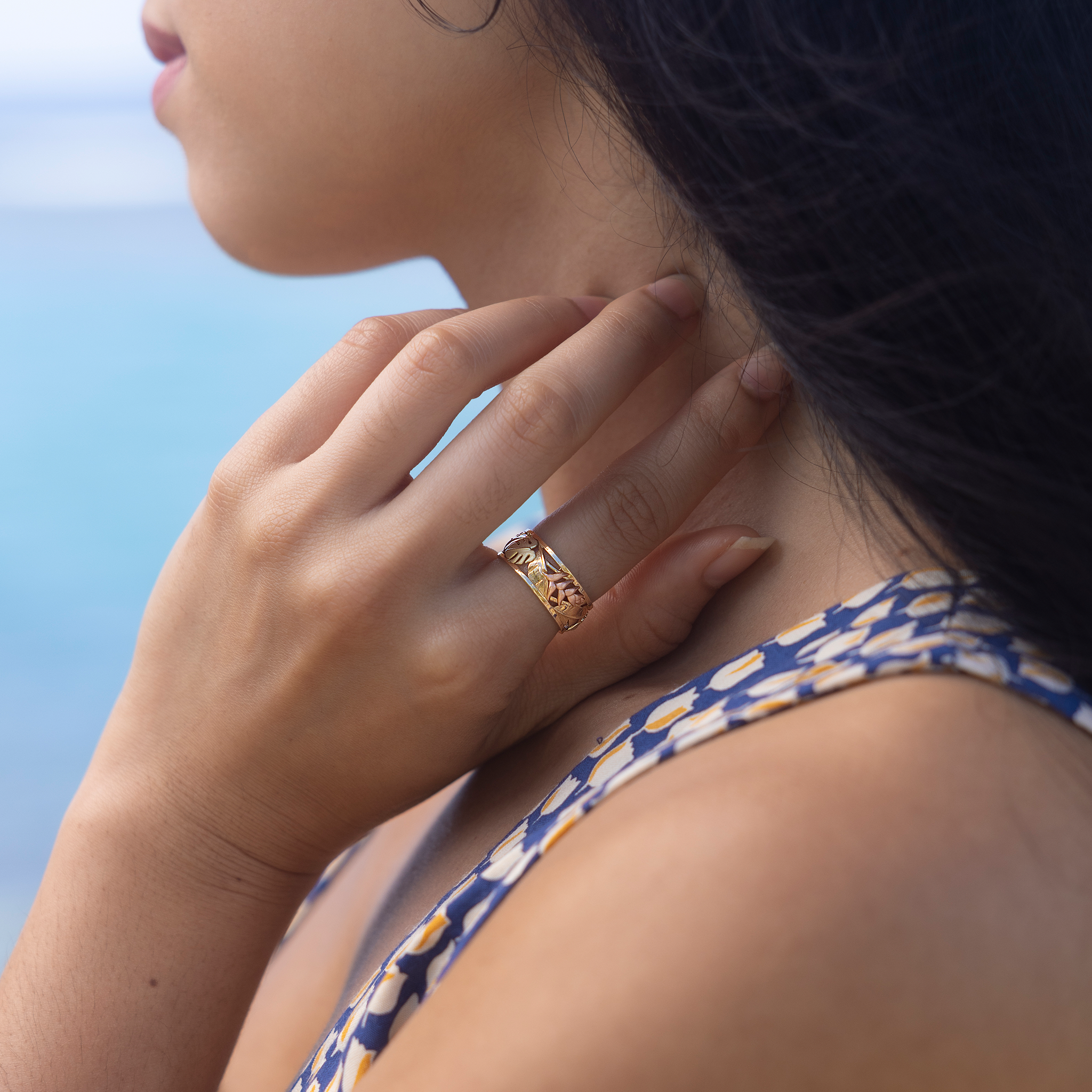 モンステラとヘリコニアのリング - 8mm