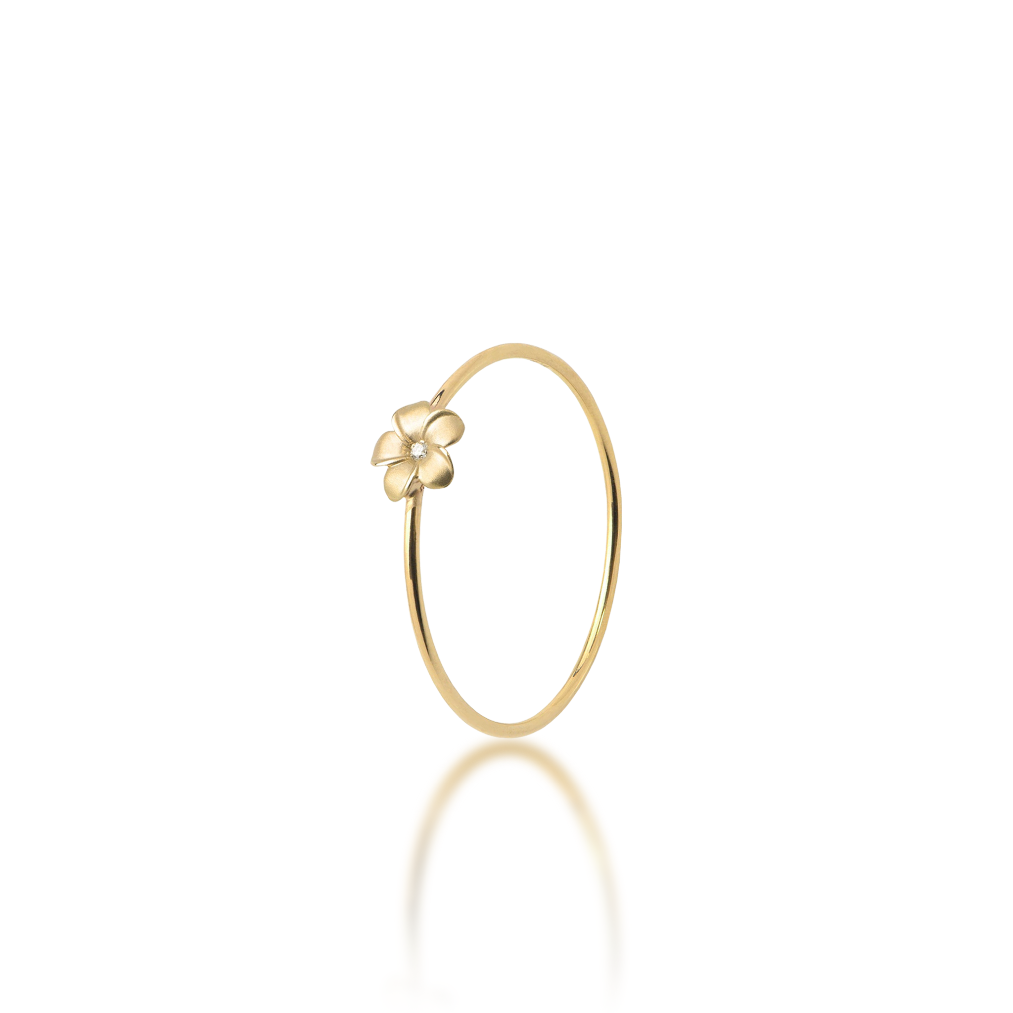 Plumeria Ring in Gold with Diamond - 5mm