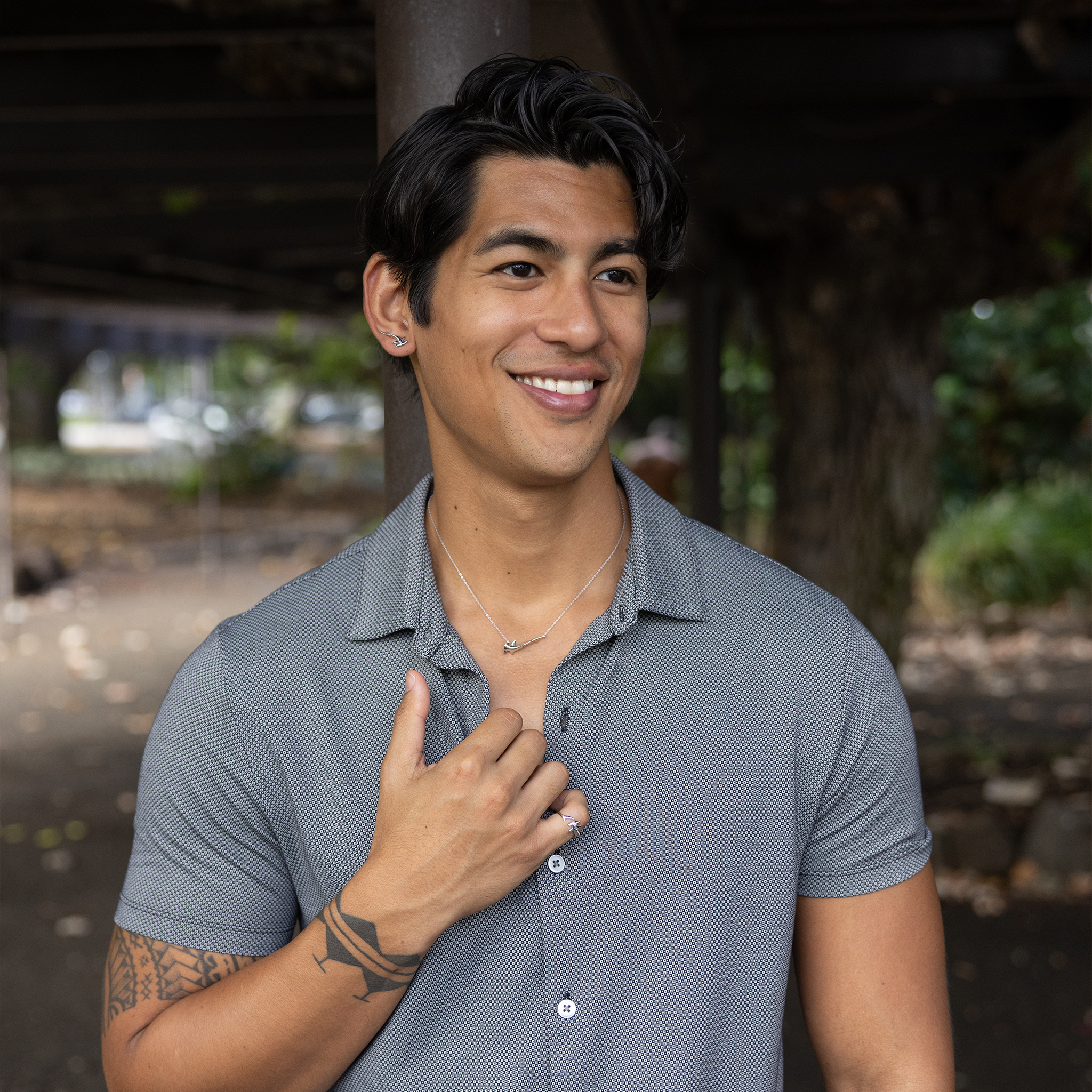 Hammerhead Shark Climber Earrings in Sterling Silver