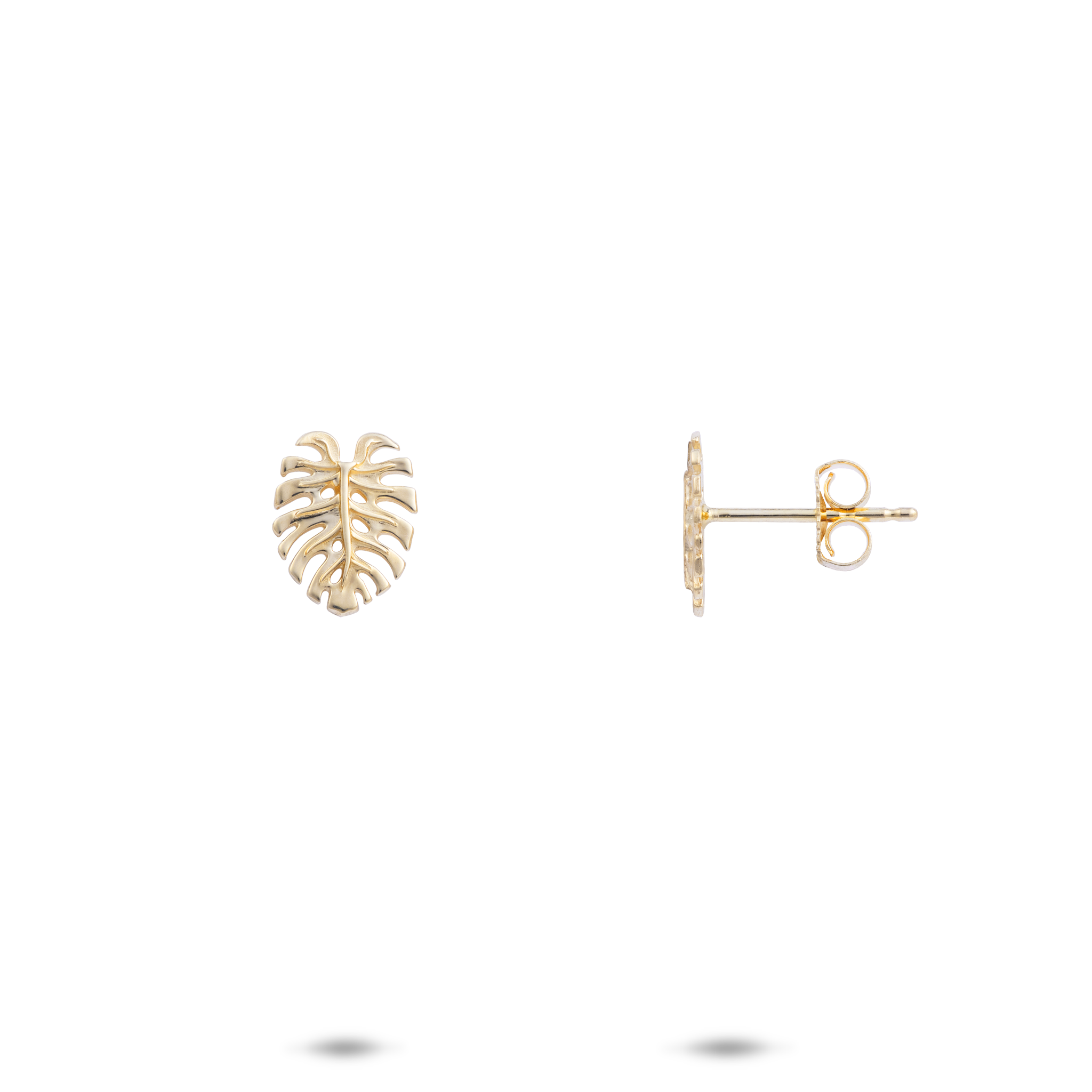 Monstera Earrings in Gold - 9mm