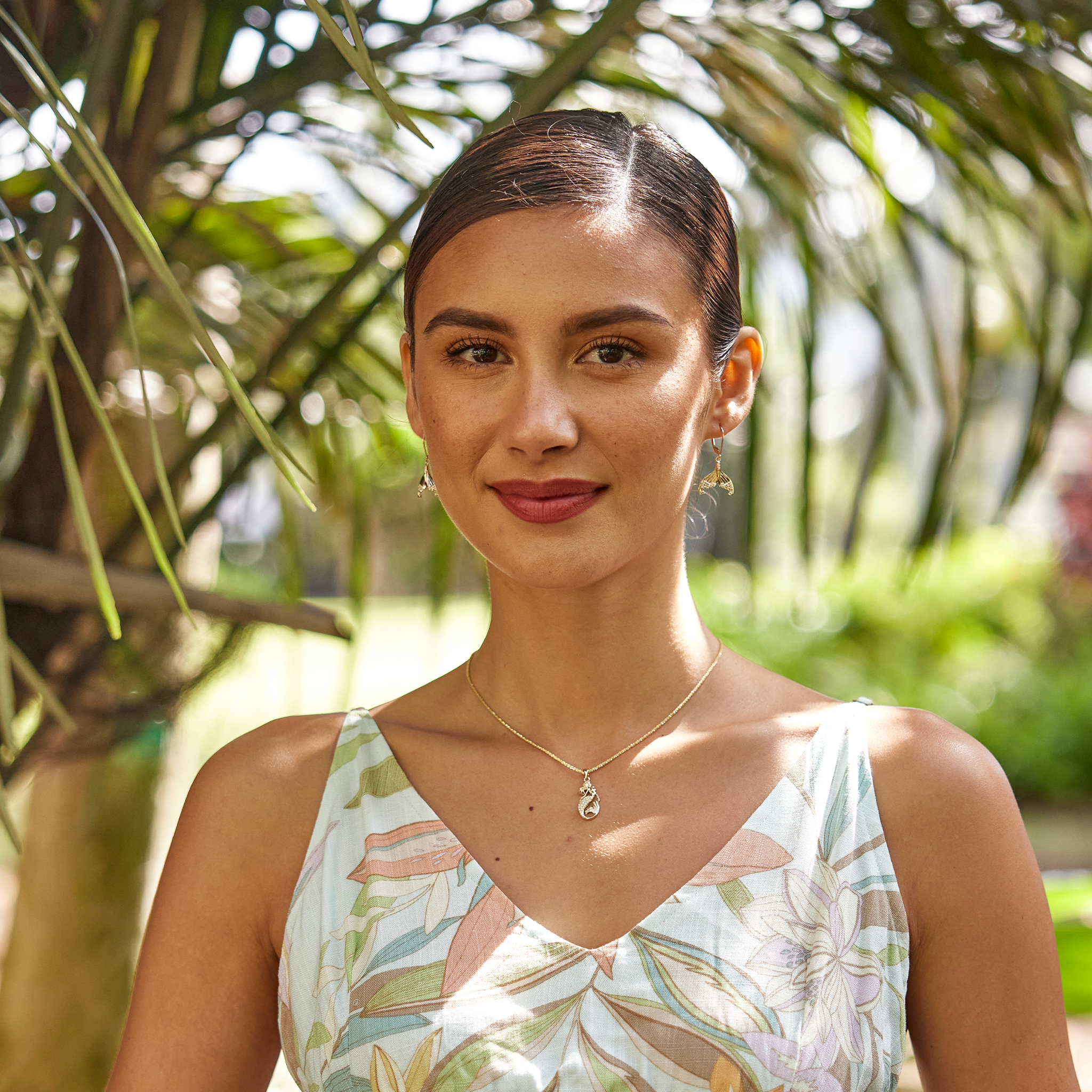 Moon Mermaid Tail Earrings in Gold with Diamonds - 31mm