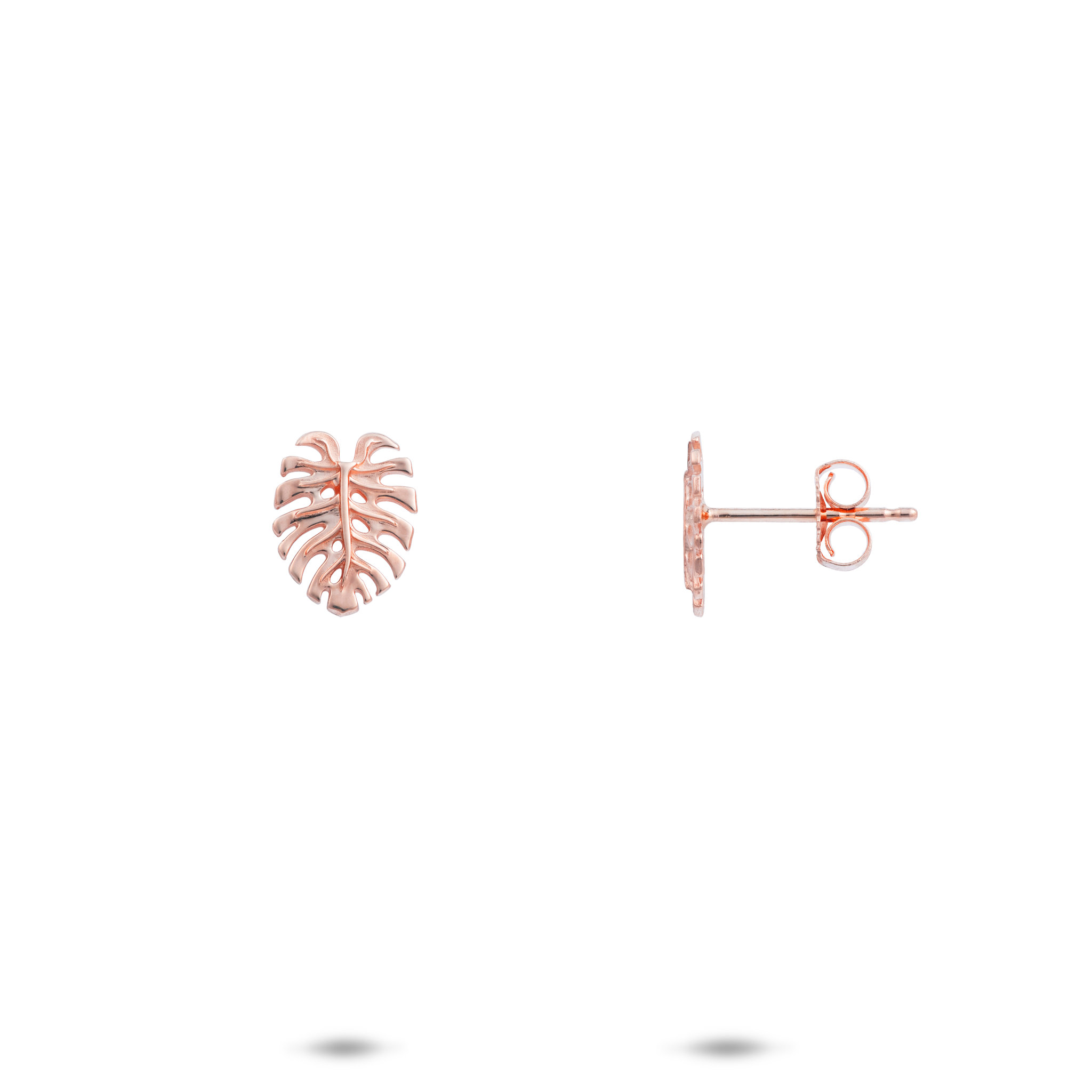Monstera Earrings in Rose Gold - 9mm
