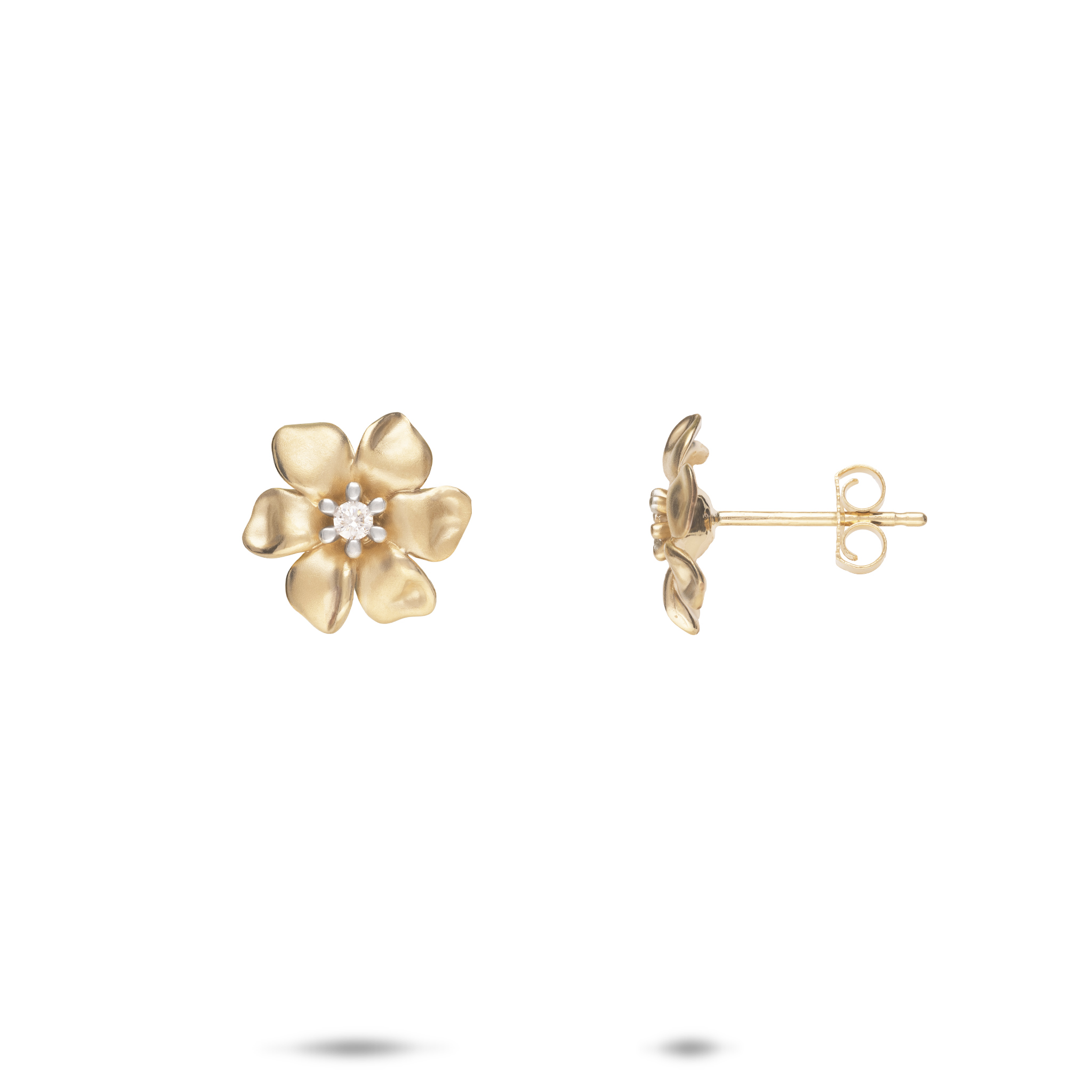 Nāʻū Earrings in Gold with Diamonds - 10mm