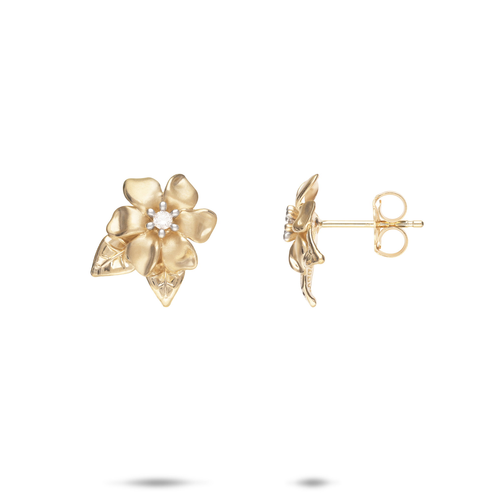 Nāʻū Earrings in Gold with Diamonds - 14mm