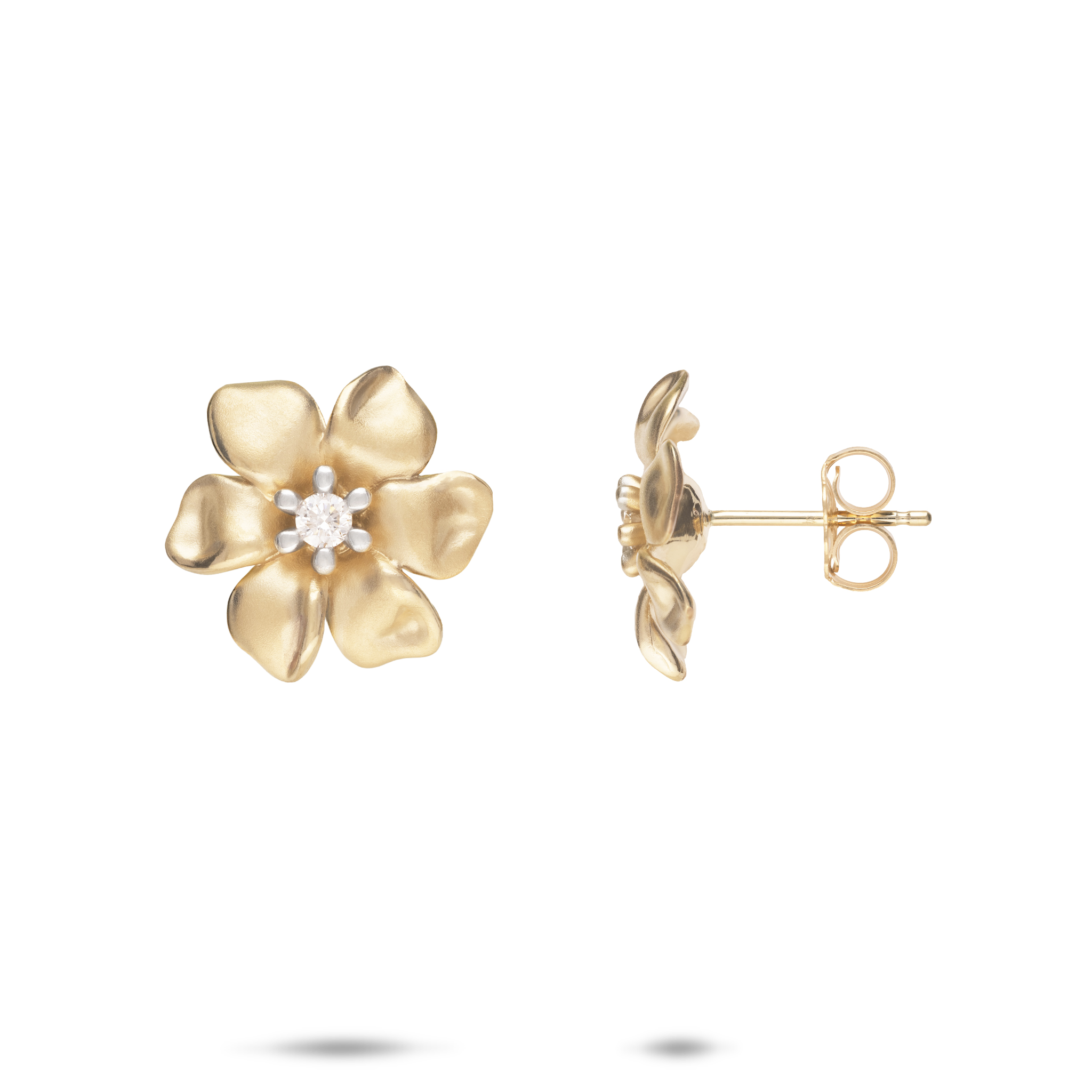 Nāʻū Earrings in Gold with Diamonds - 15mm
