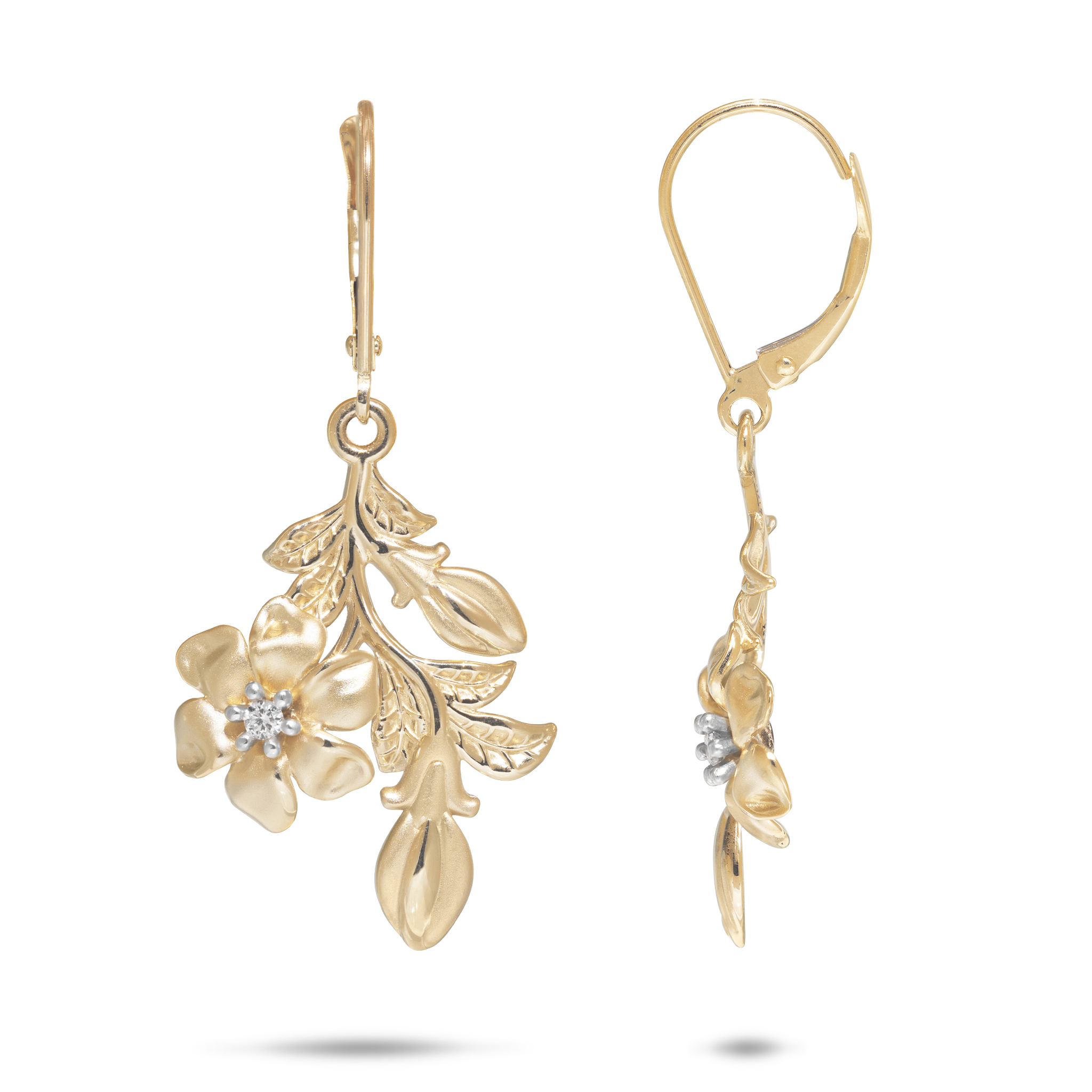 Nāʻū Earrings in Gold with Diamonds - 27mm