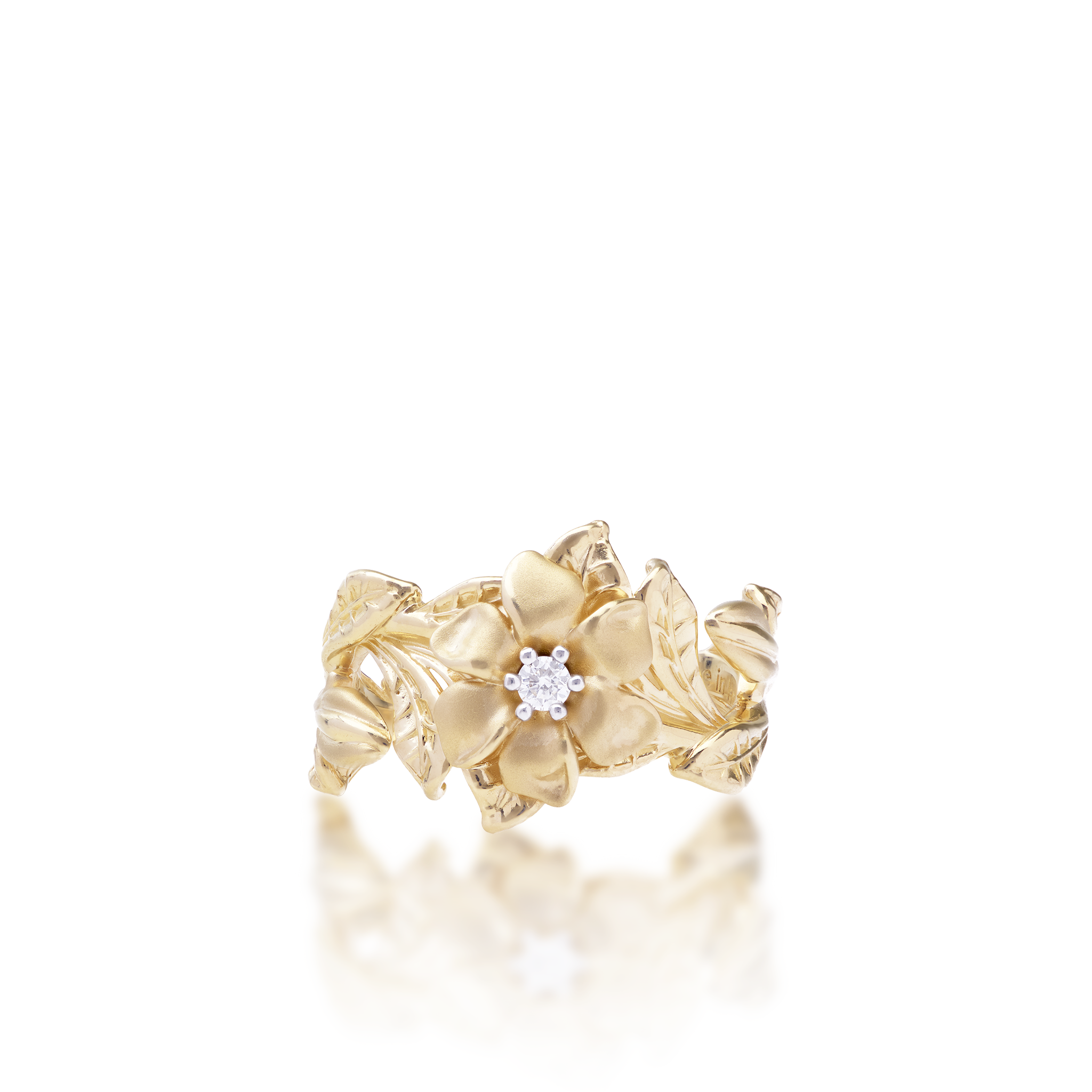 Nāʻū Ring in Gold with Diamond - 14mm