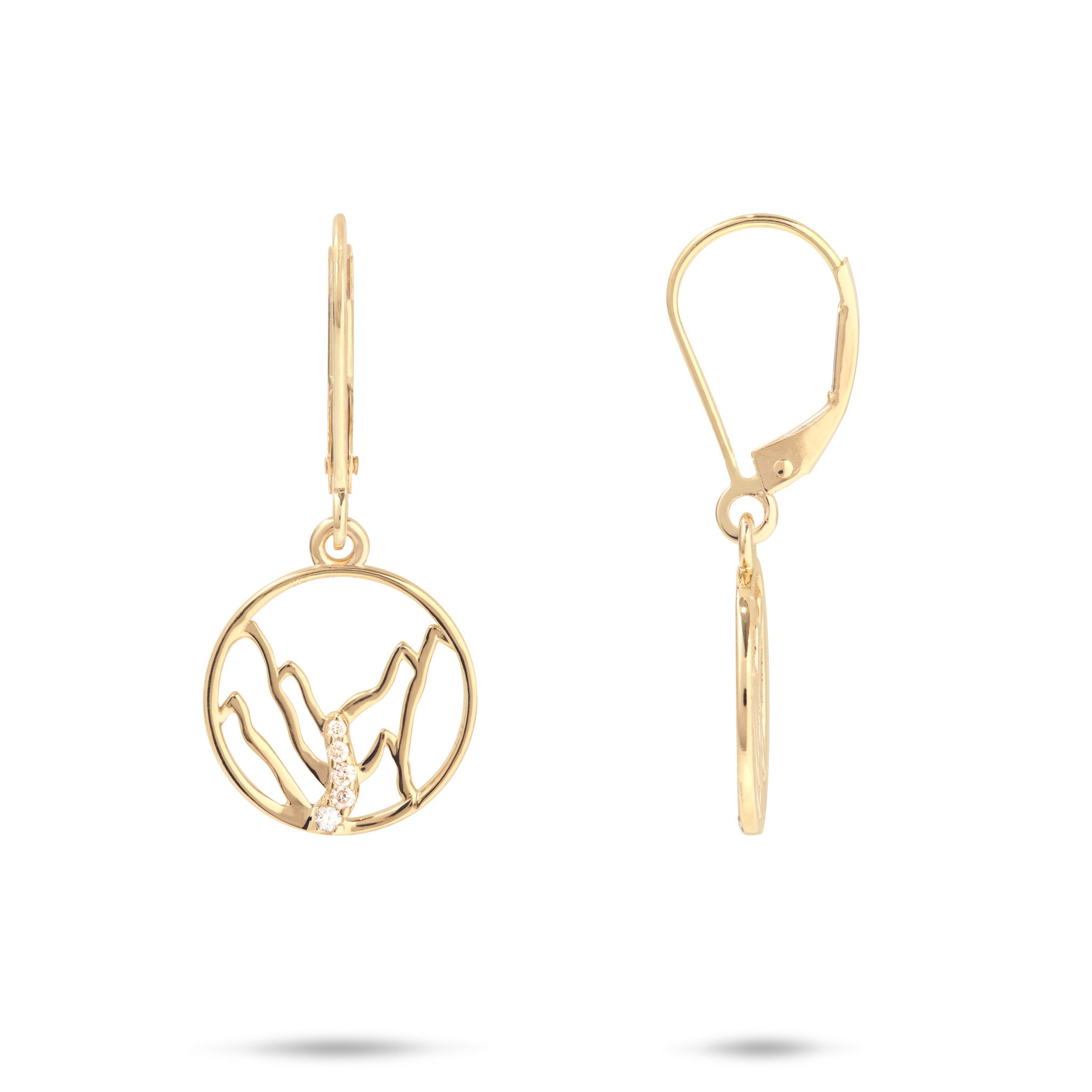 Koʻolau Waterfall Earrings in Gold with Diamonds - 13mm