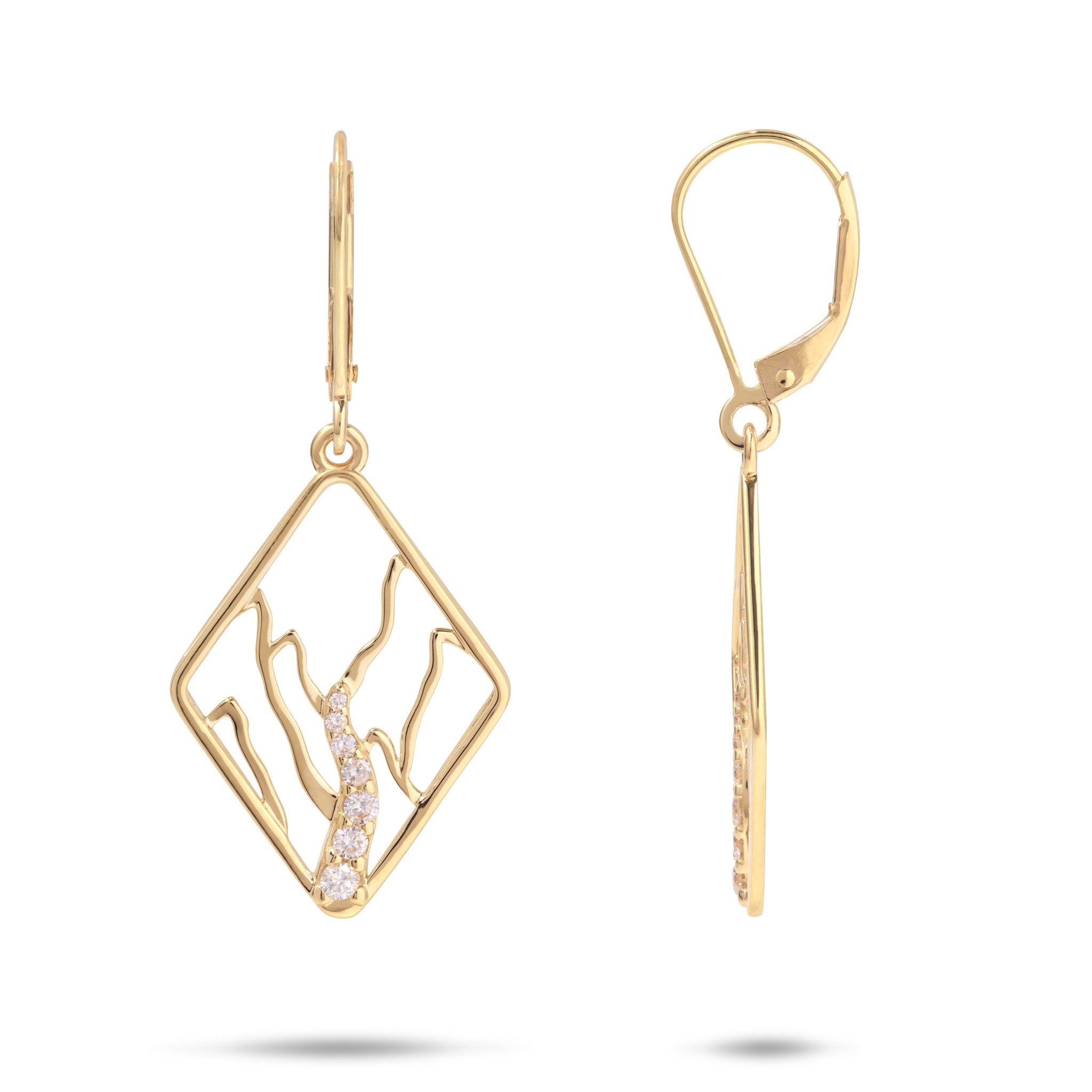 Koʻolau Waterfall Earrings in Gold with Diamonds - 22mm
