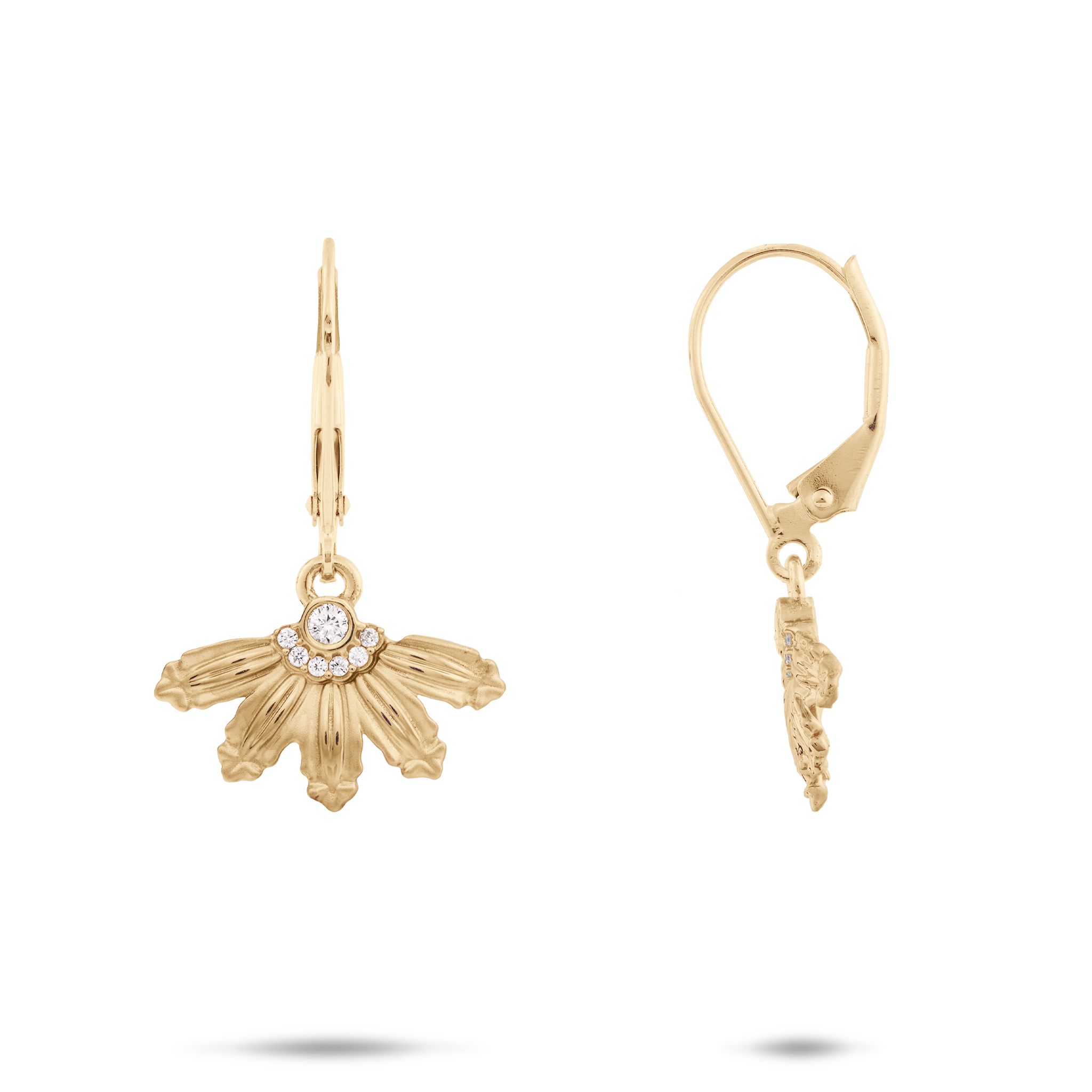 Mountain Naupaka Earrings in Gold with Diamonds - 10mm