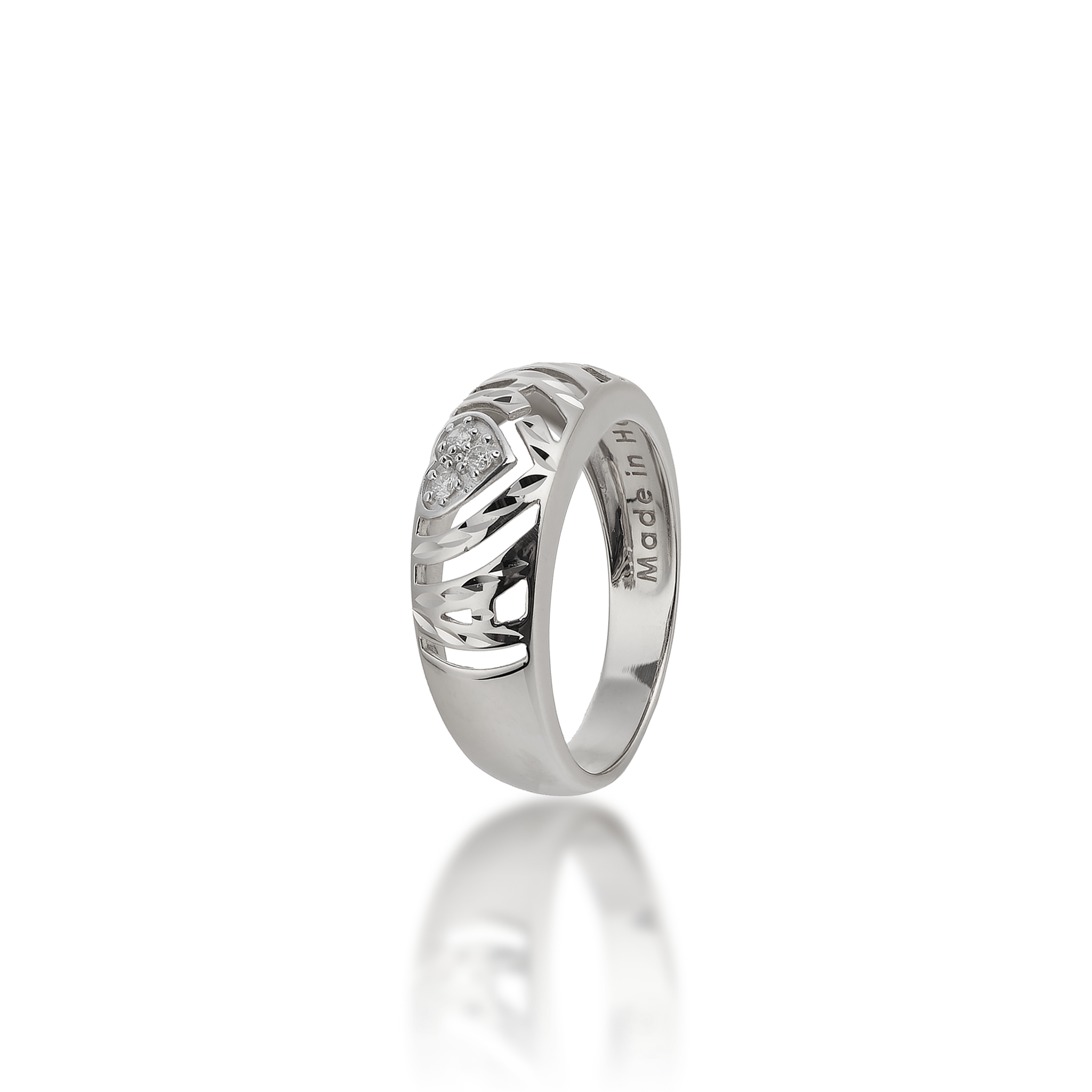 Aloha Heart Ring in White Gold with Diamonds - 8mm