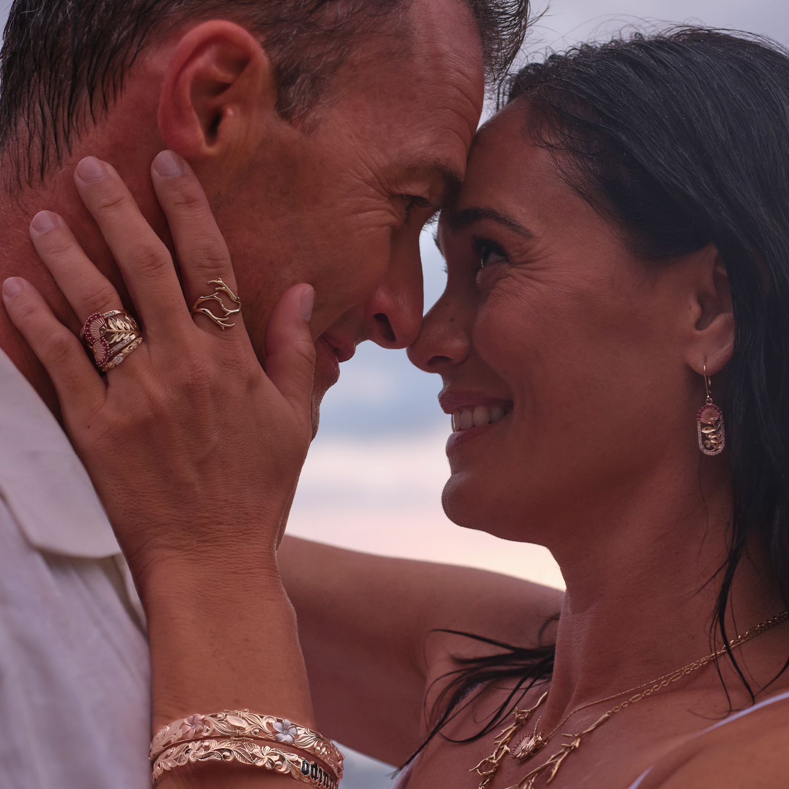 ʻŌhiʻa Lehua Ruby Ring in Two Tone Gold with Diamonds