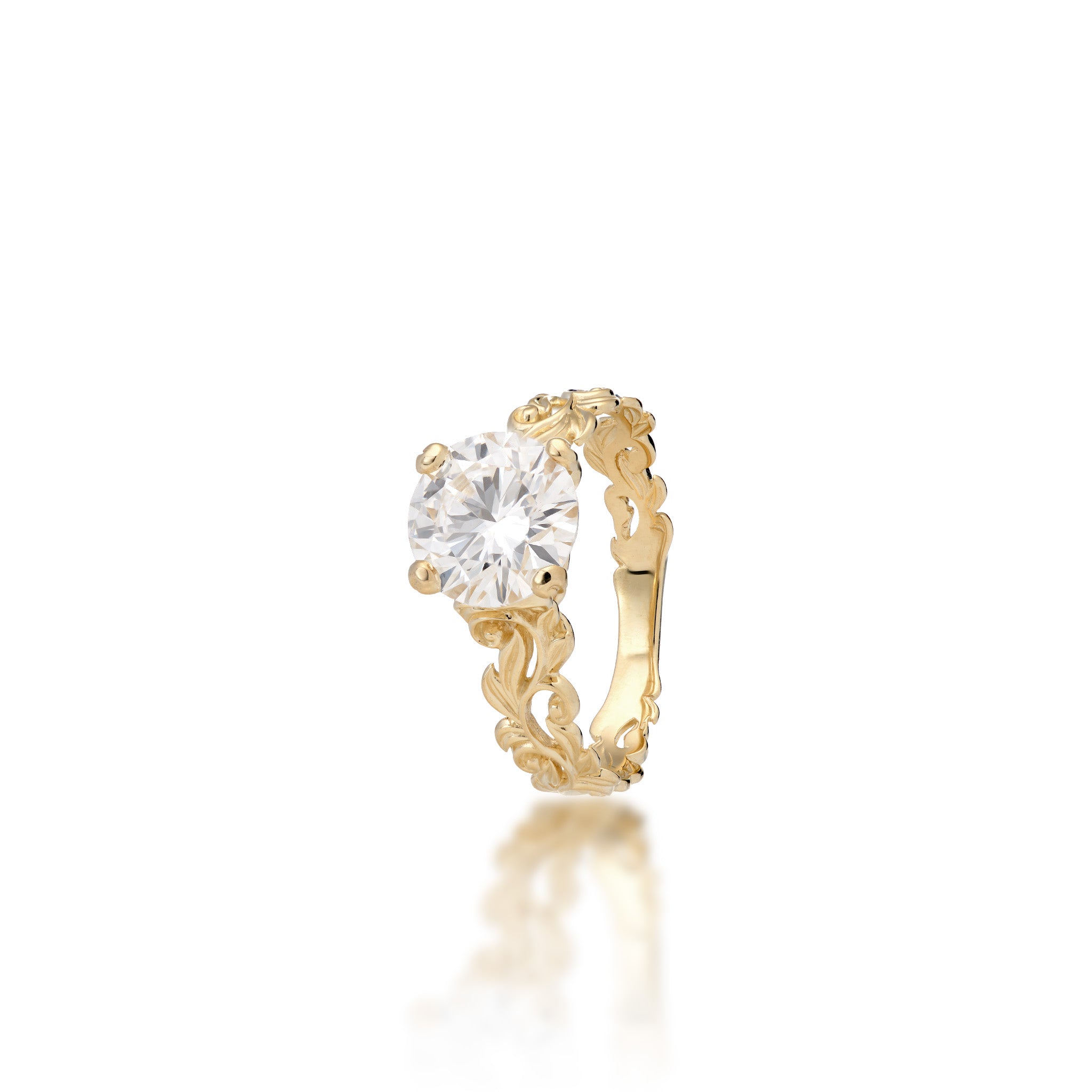 Living Heirloom Solitaire Lab Grown Diamond Engagement Ring in Gold