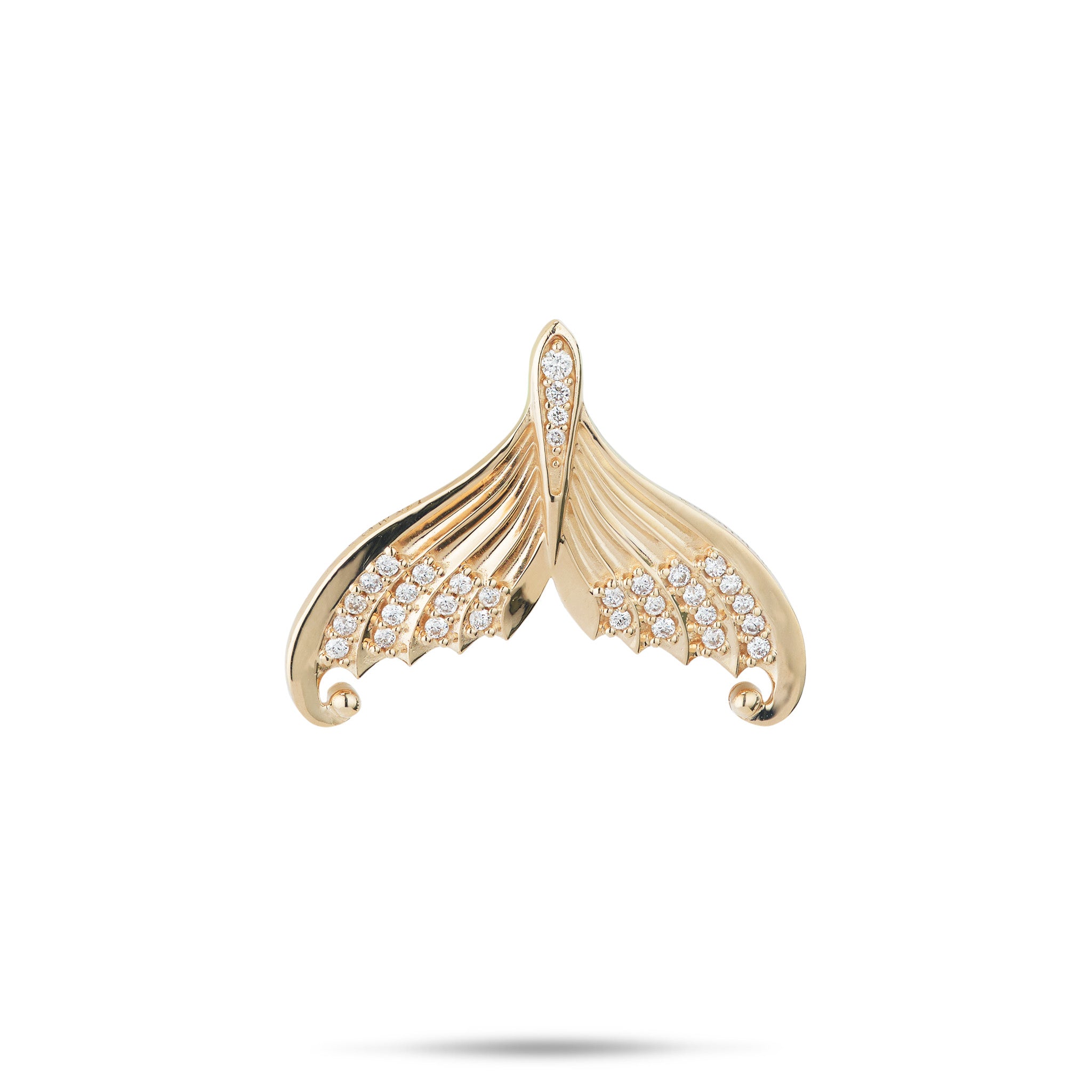 Moon Mermaid Tail Pendant in Gold with Diamonds - 20mm