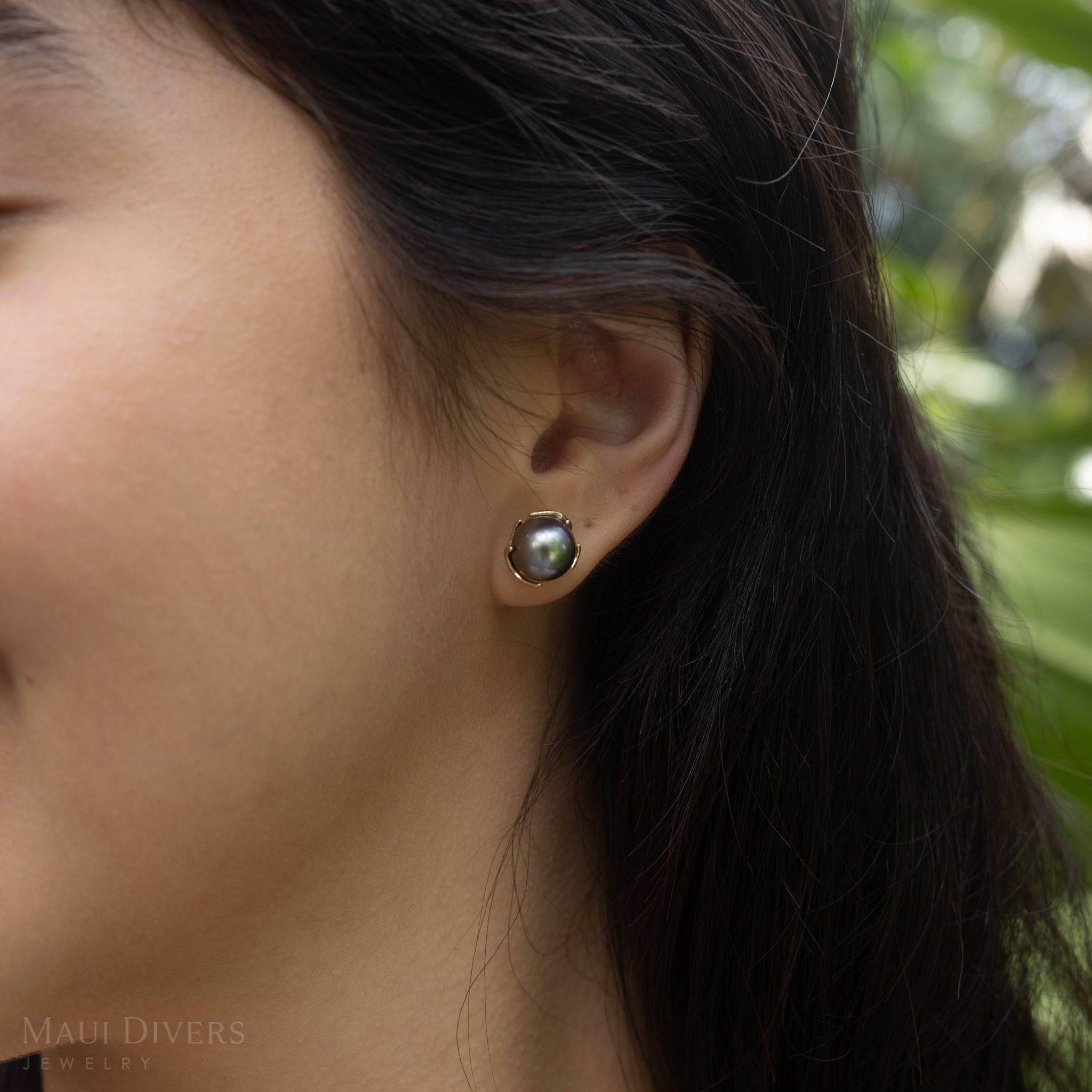 Heritage Tahitian Pearl Earrings in Gold - 9-10mm