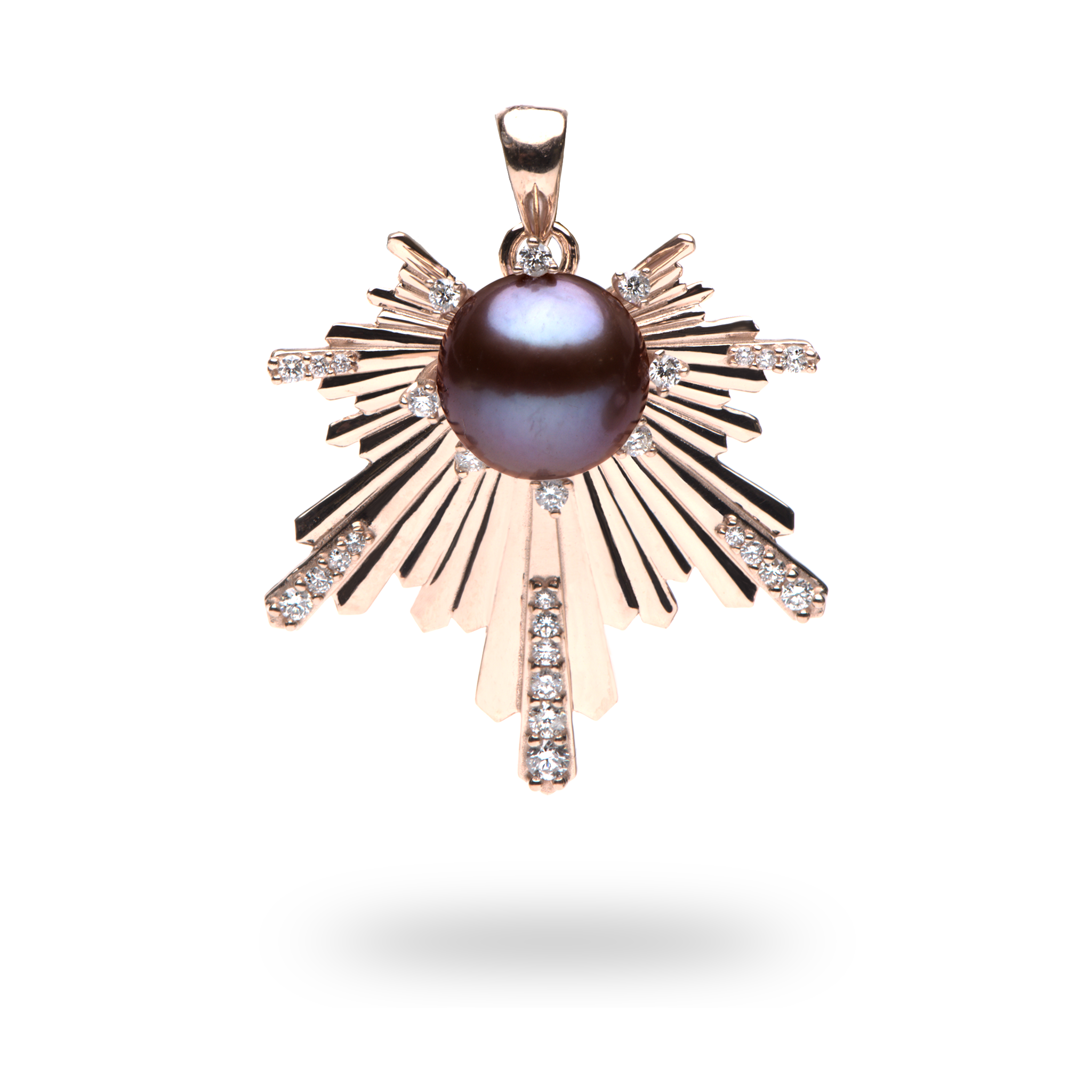 E Hoʻāla Lavender Freshwater Pearl Pendant in Rose Gold with Diamonds - 27mm