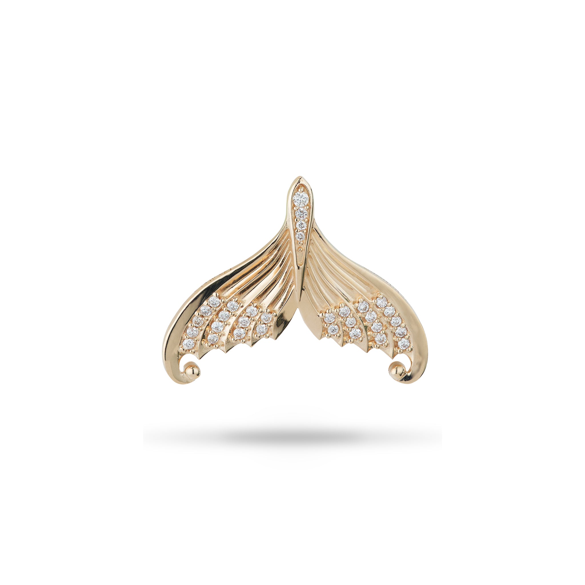 Moon Mermaid Tail Pendant in Gold with Diamonds - 20mm