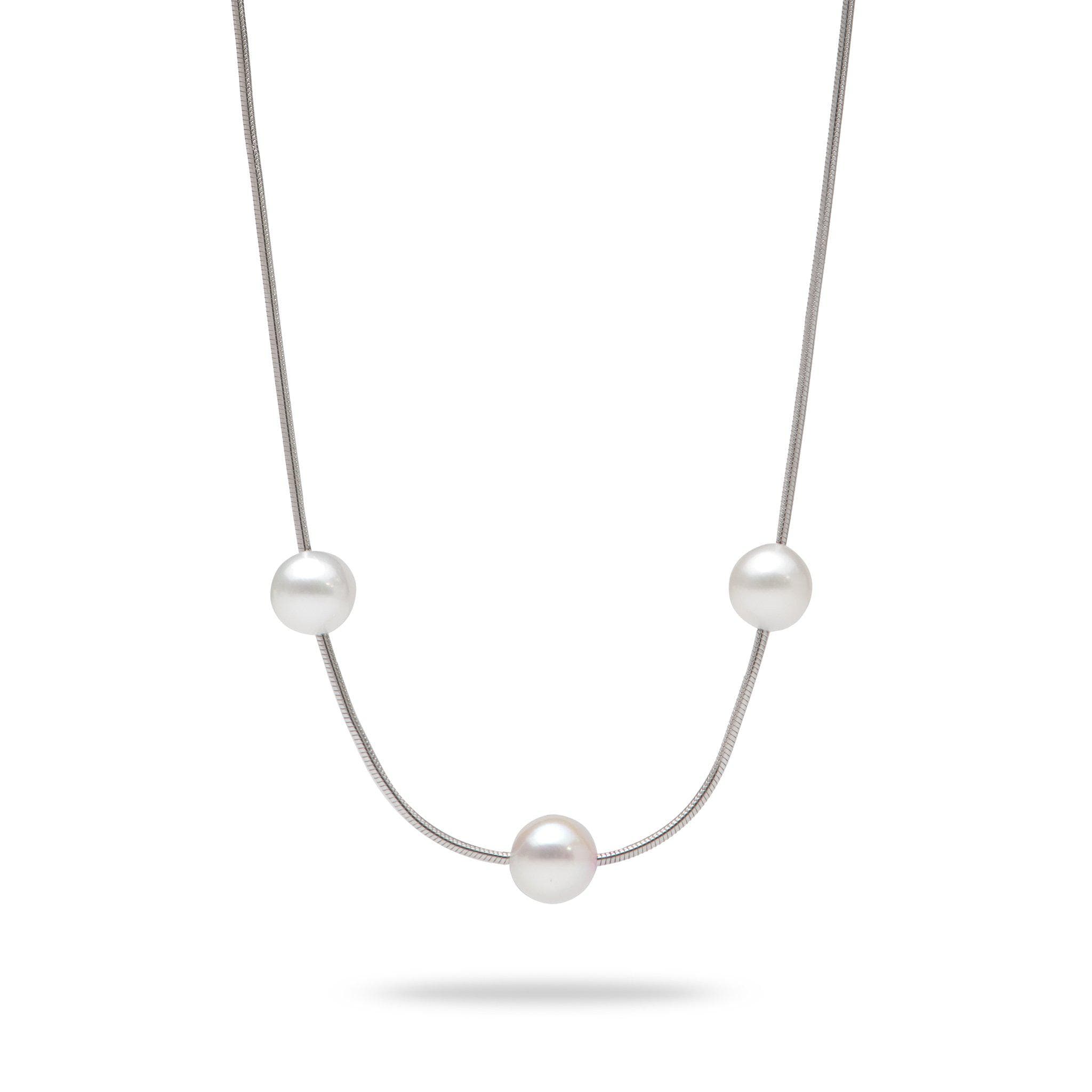 18" Freshwater Floating Pearl Necklace in Sterling Silver-Maui Divers Jewelry